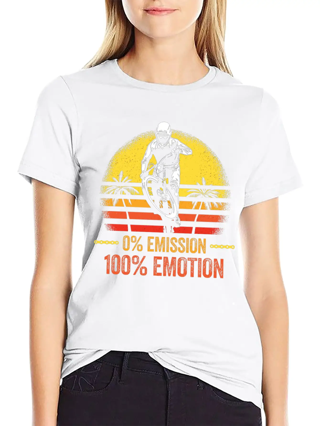 0% Emission 100% Emotion Bicycle Biker Mountain Unisex Casual T-Shirt – Clean Design For Daily Comfort