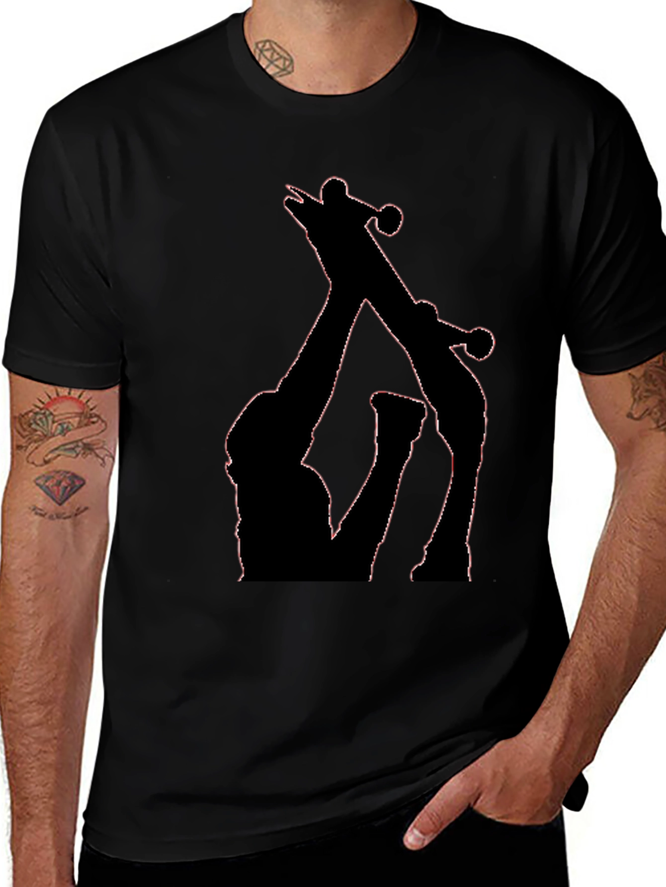 Black T-Shirt with Giraffe Silhouette Graphic