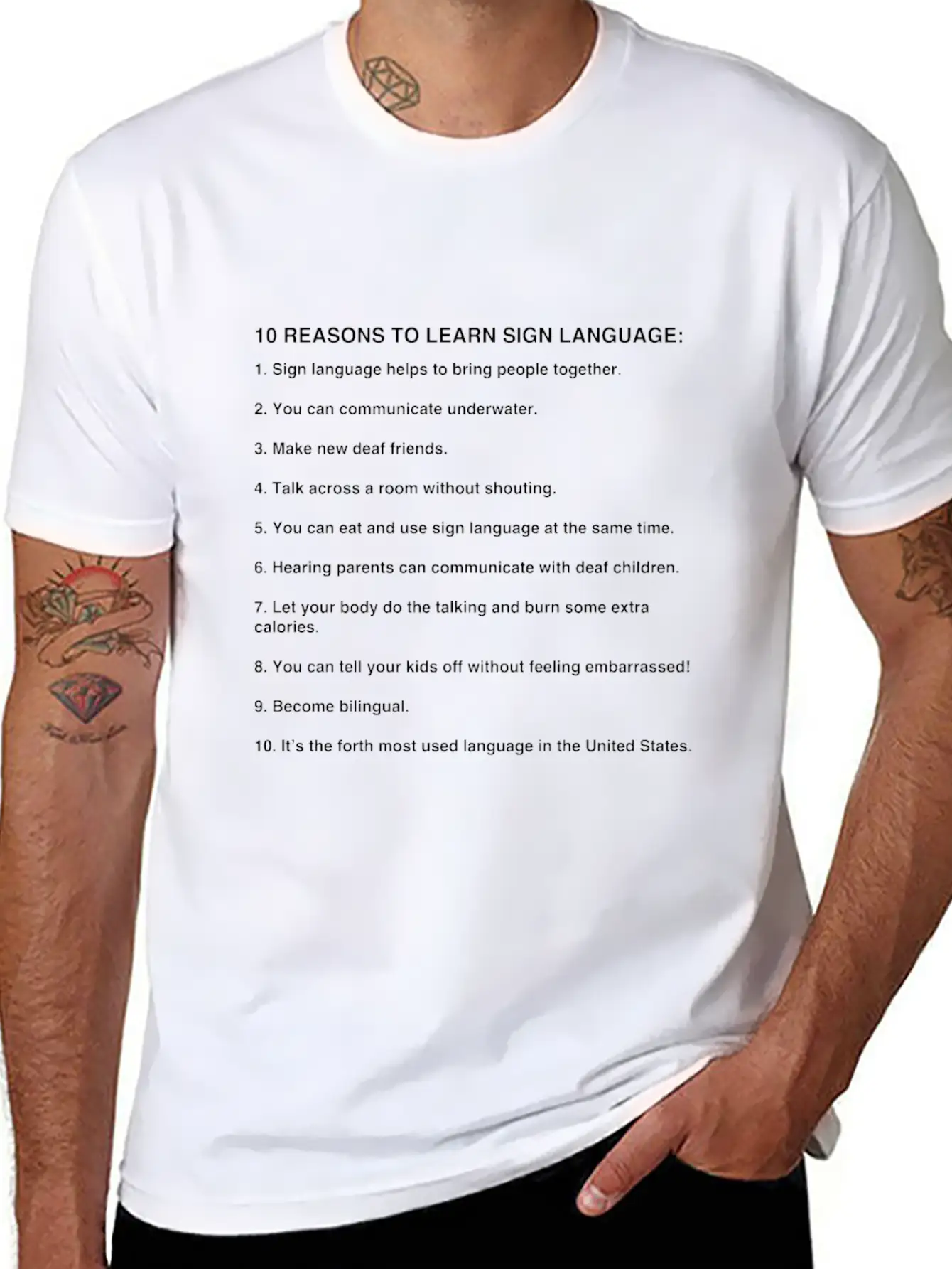 10 Reasons To Learn Sign Language, Asl Gifts Basic Graphic T-Shirt – Daily Comfort In Soft Cotton