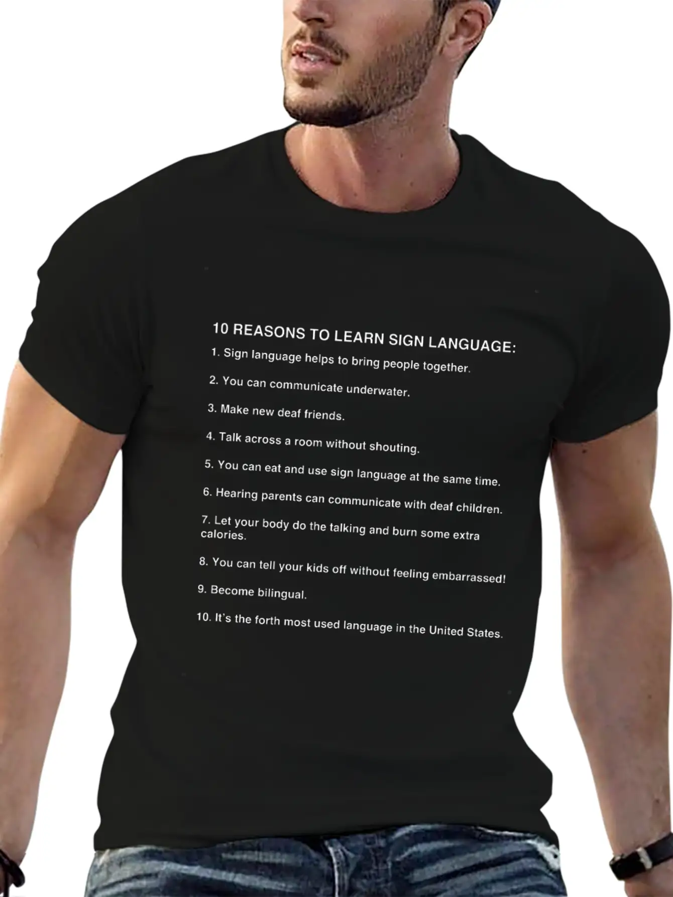 10 Reasons To Learn Sign Language, Asl Gifts Basic Graphic T-Shirt – Daily Comfort In Soft Cotton