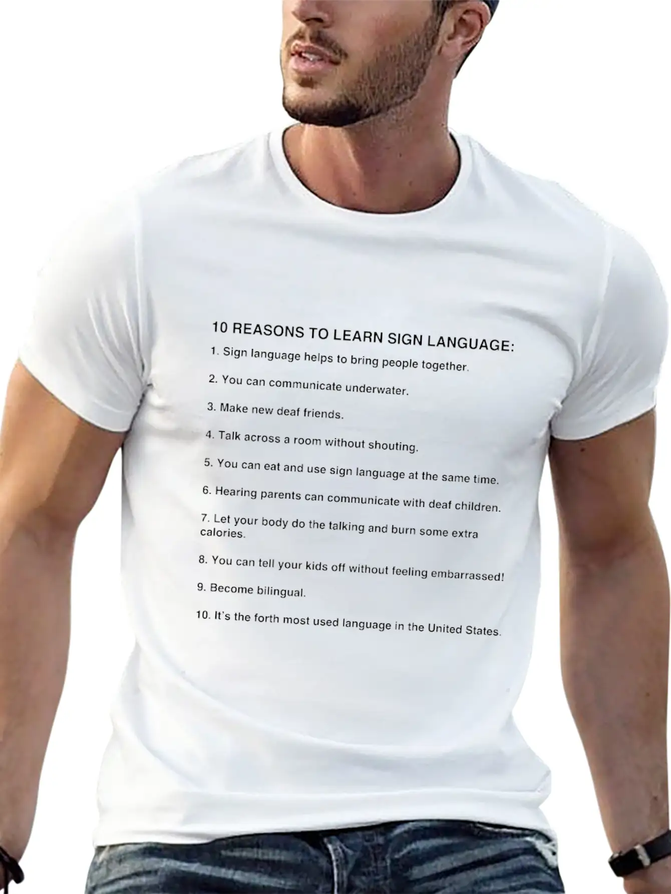 10 Reasons To Learn Sign Language, Asl Gifts Basic Graphic T-Shirt – Daily Comfort In Soft Cotton
