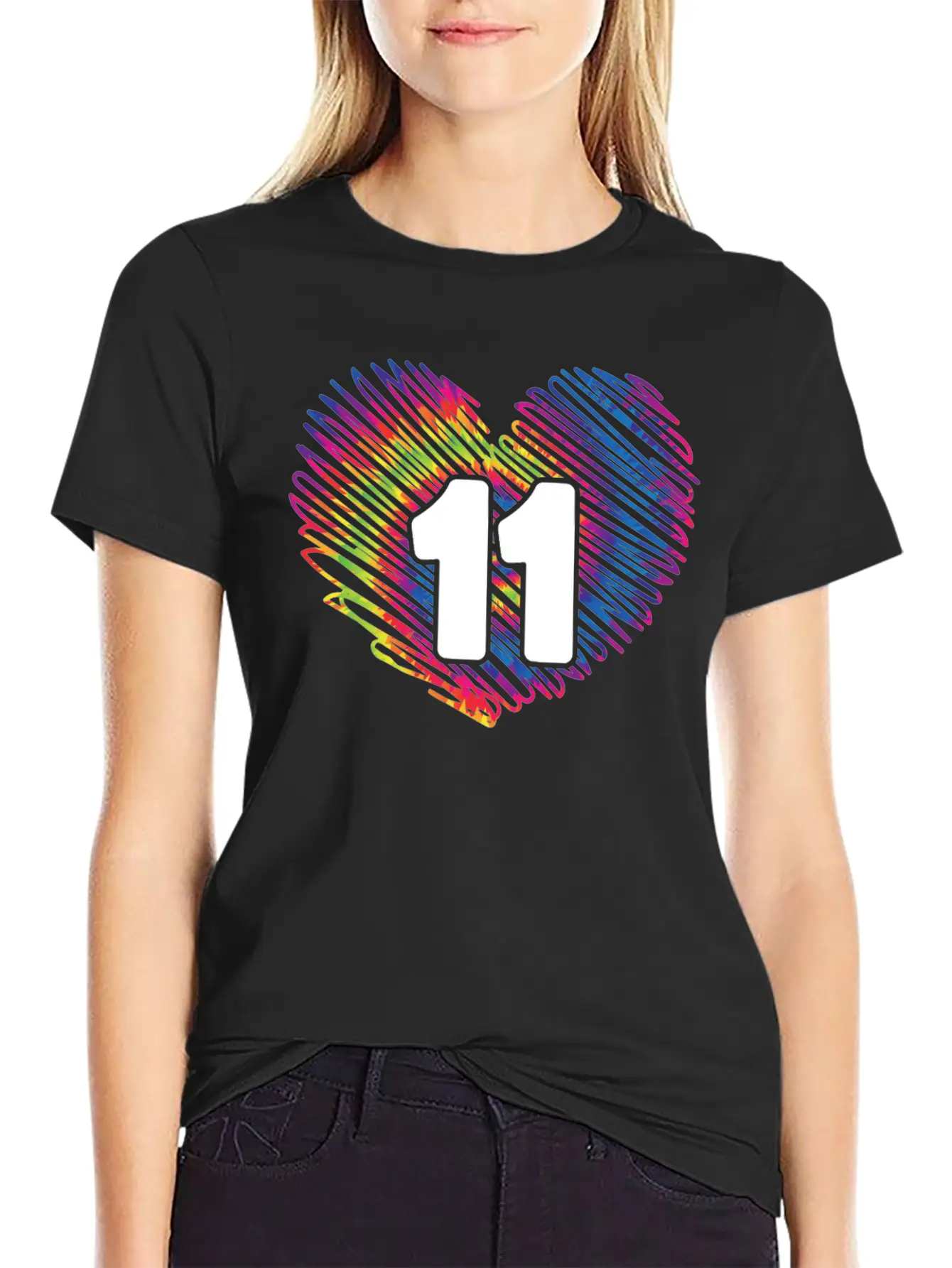 11th Birthday Heart Tie Dye | Tie Dye Themed Unisex Casual T-Shirt – Clean Design For Daily Comfort