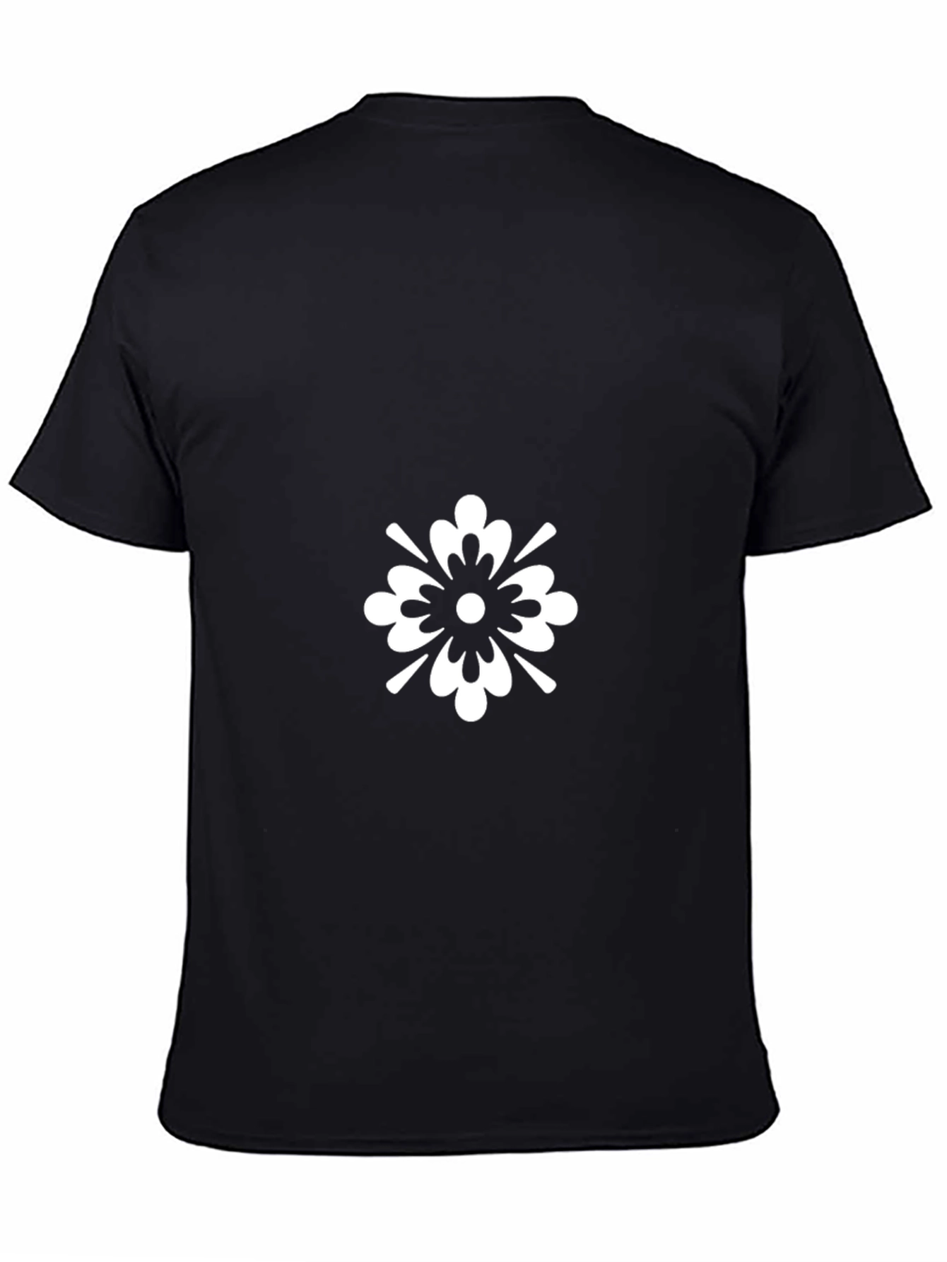 Black T-Shirt with White Floral Graphic