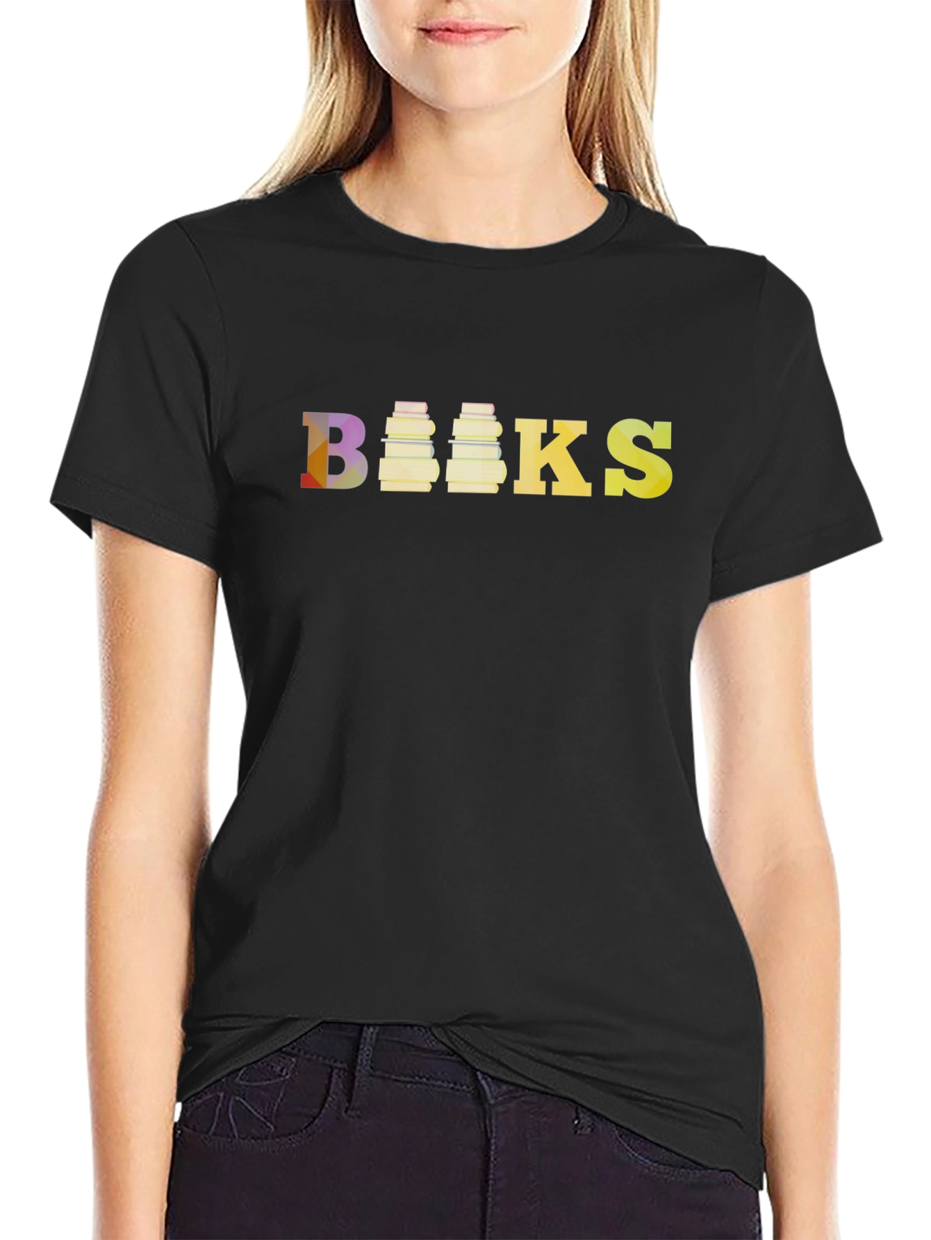 Books Graphic Tee - Black Cotton Casual T-Shirt