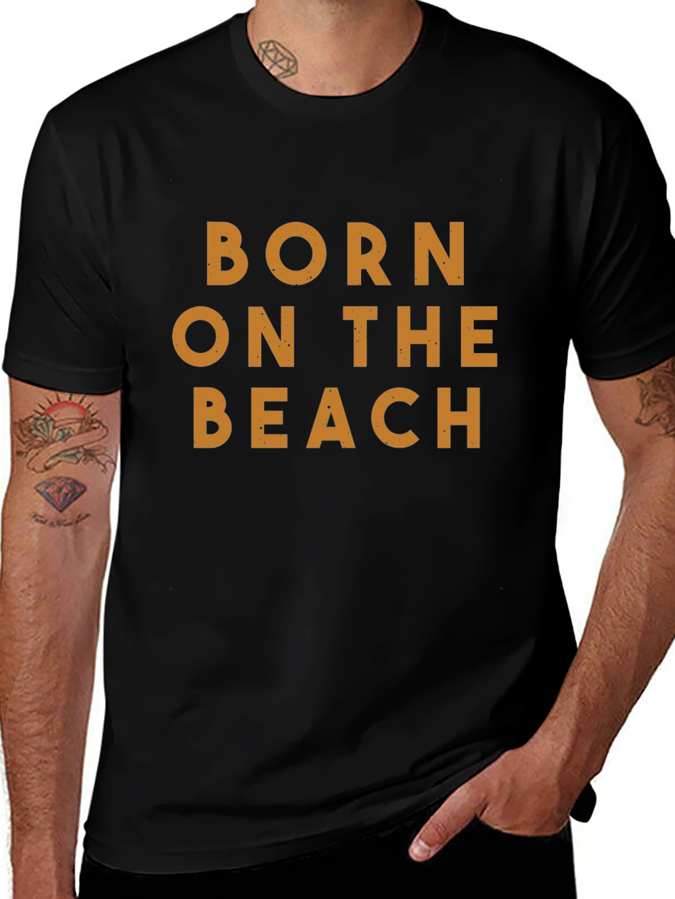 Born On The Beach Black T-Shirt