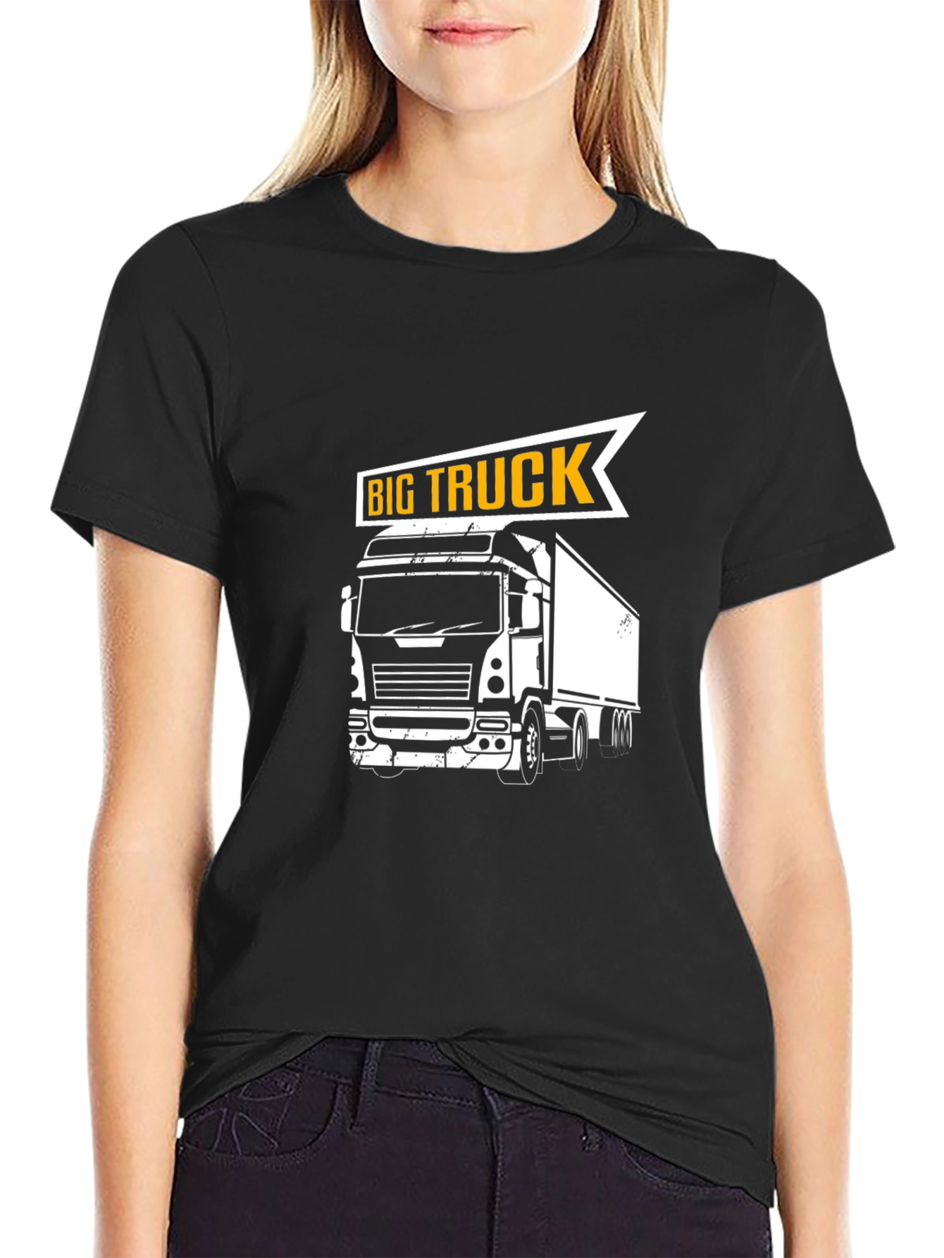Big Truck Graphic Tee - Black Cotton T-Shirt