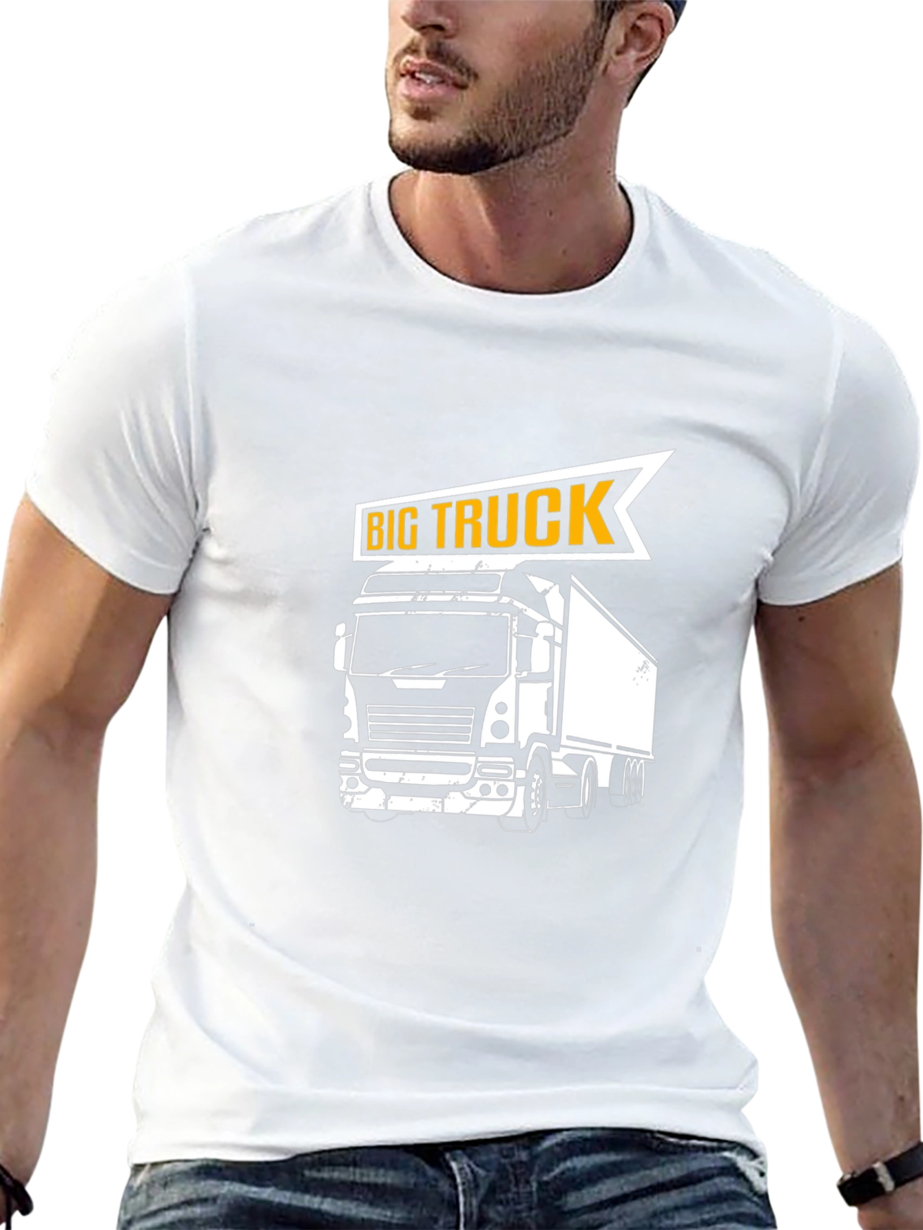 Big Truck Graphic Tee - Black Cotton T-Shirt