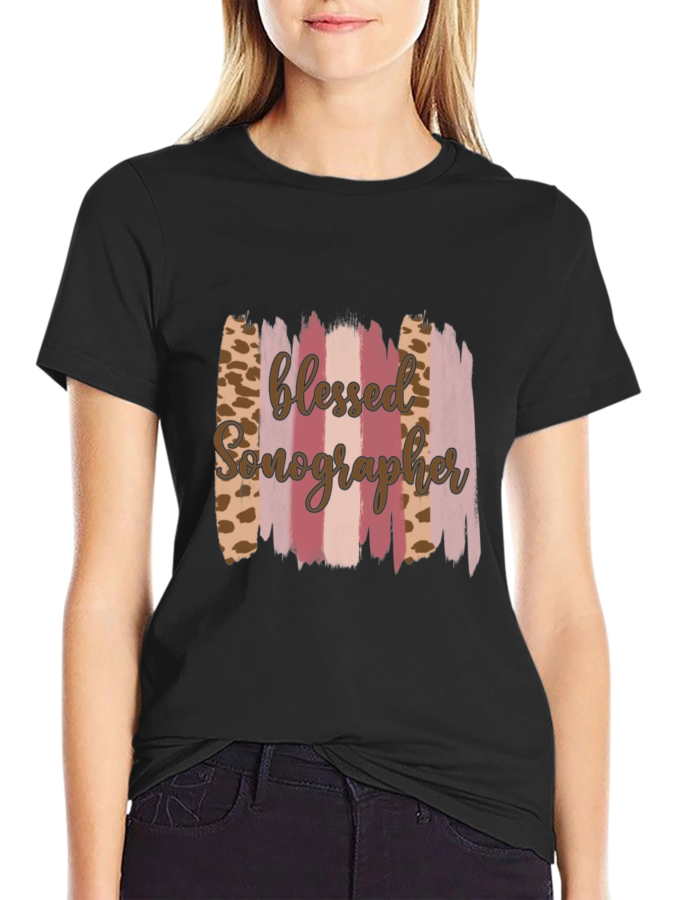 Blessed Sonographer Leopard Brushstroke T-Shirt