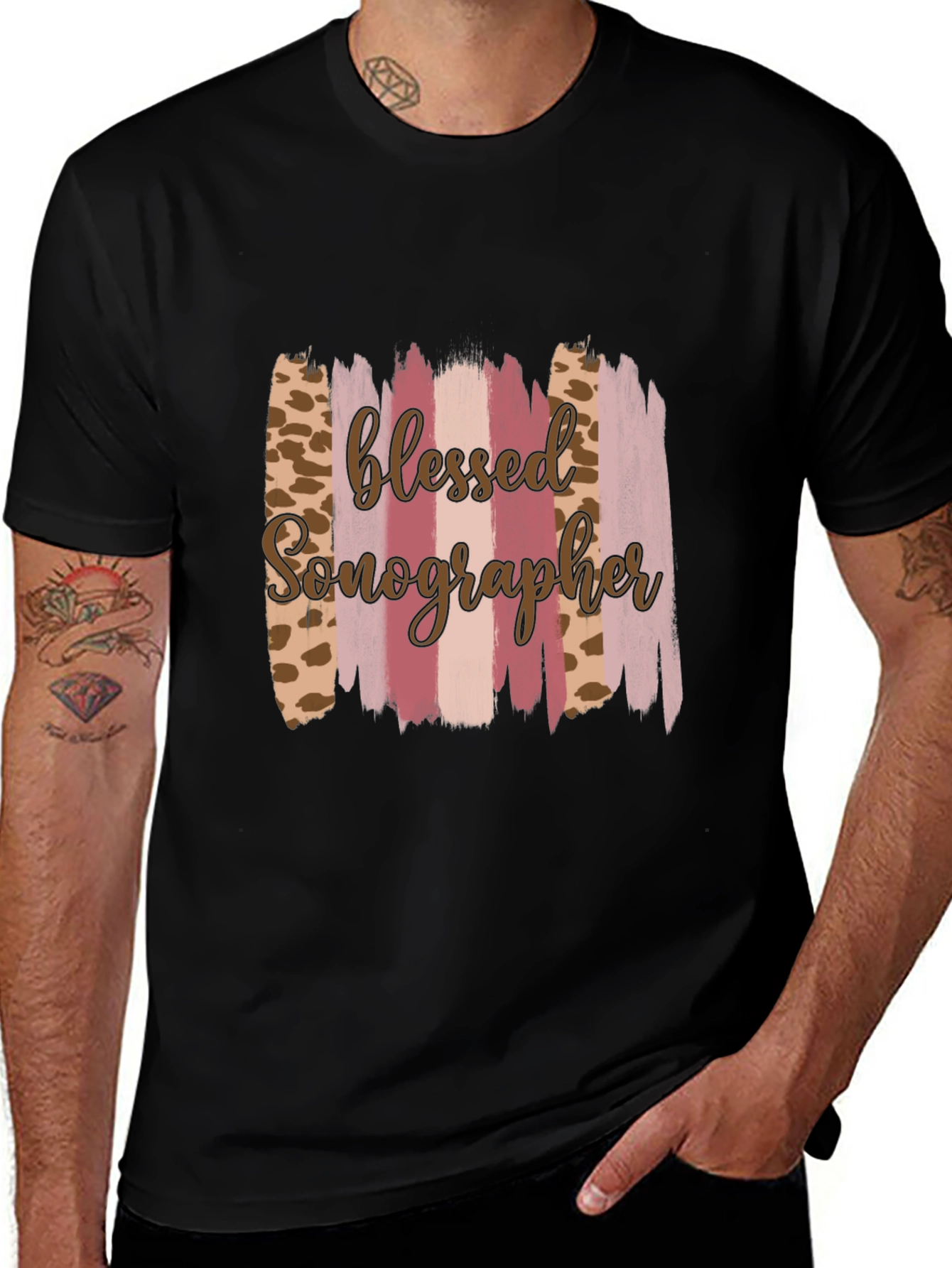 Blessed Sonographer Leopard Brushstroke T-Shirt