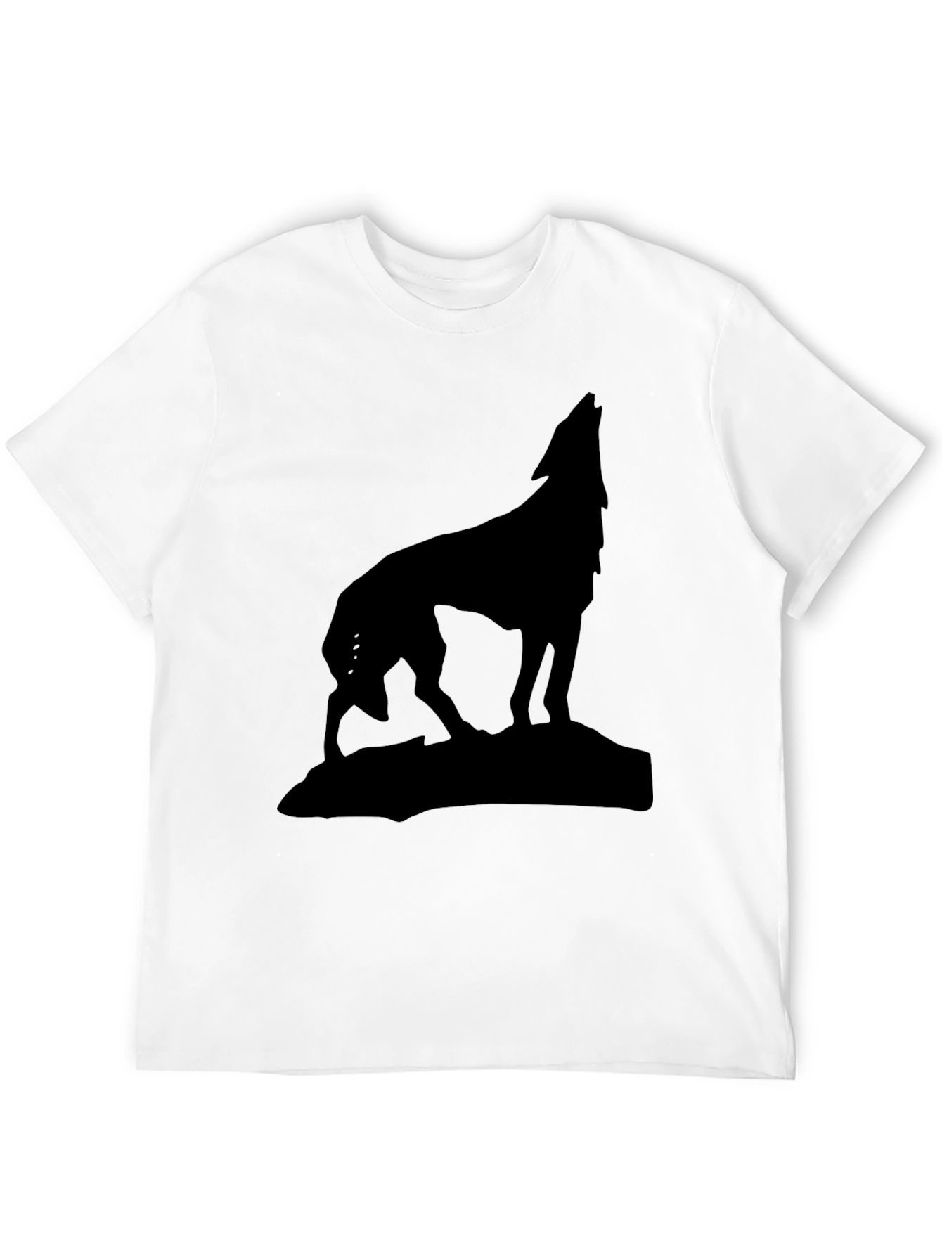 Black Wolf Silhouette Graphic Tee - Mens Casual Shirt