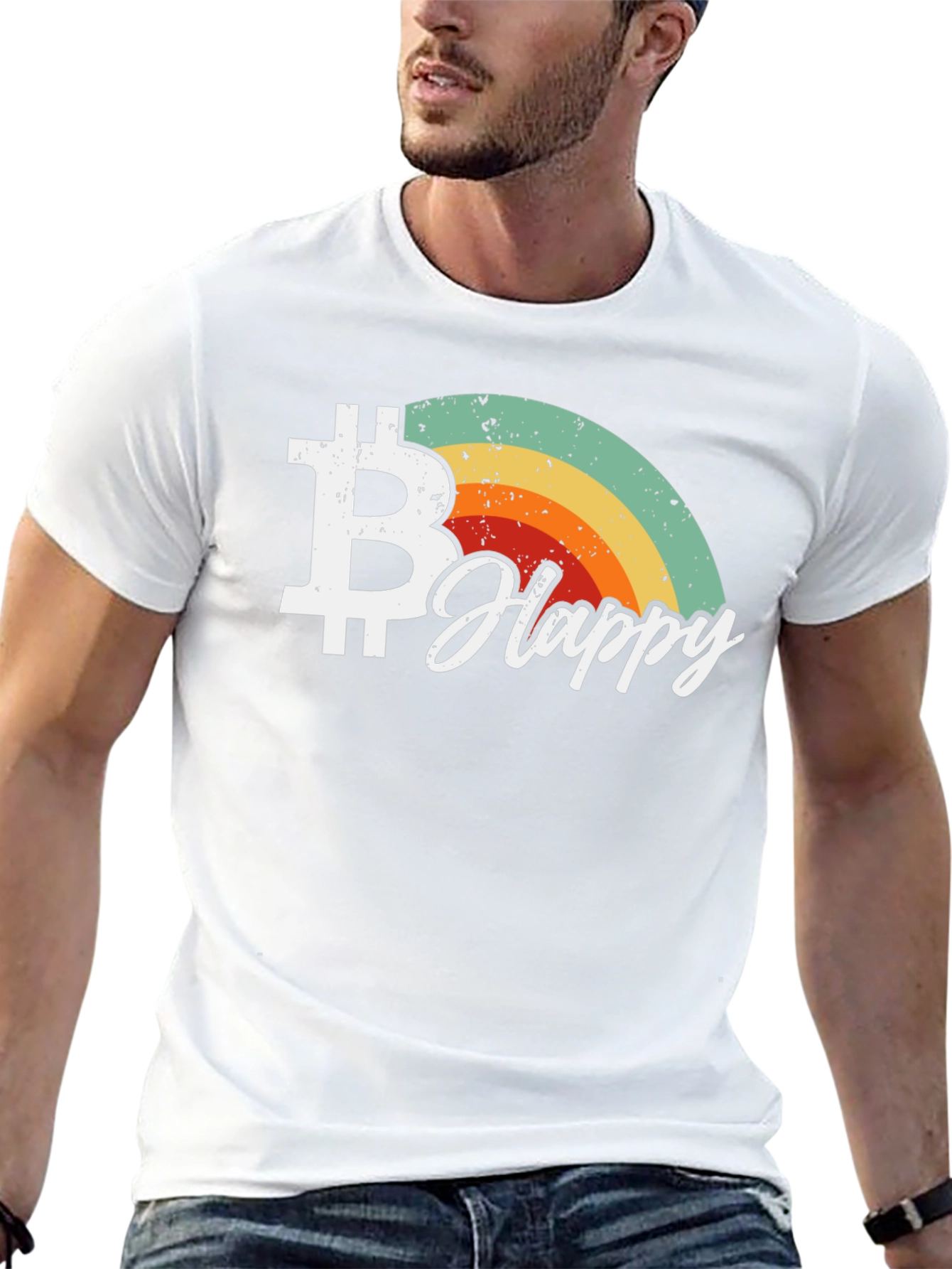 Bitcoin Happy Retro Graphic Tee - Crypto Lover T-Shirt