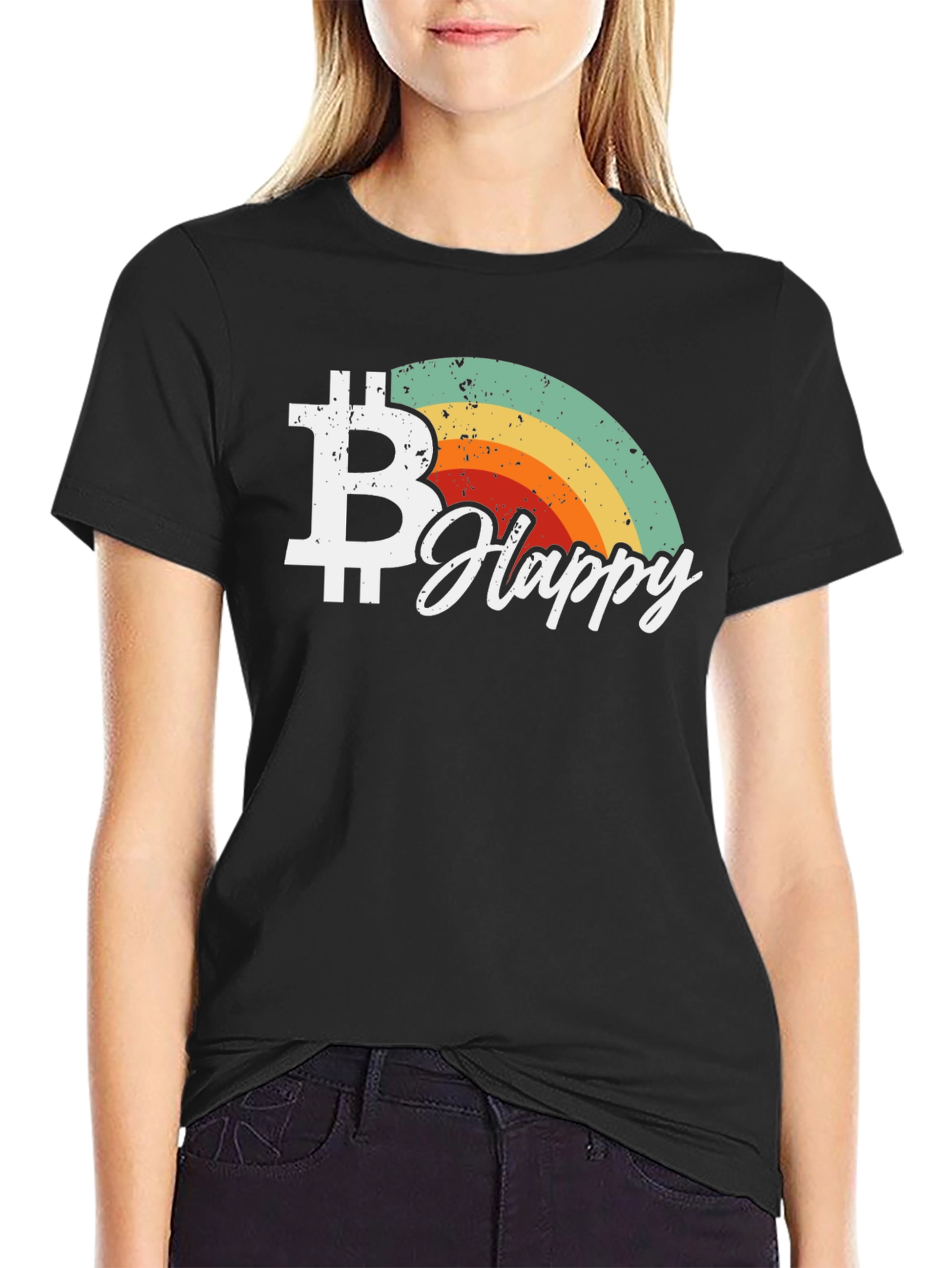 Bitcoin Happy Retro Graphic Tee - Crypto Lover T-Shirt