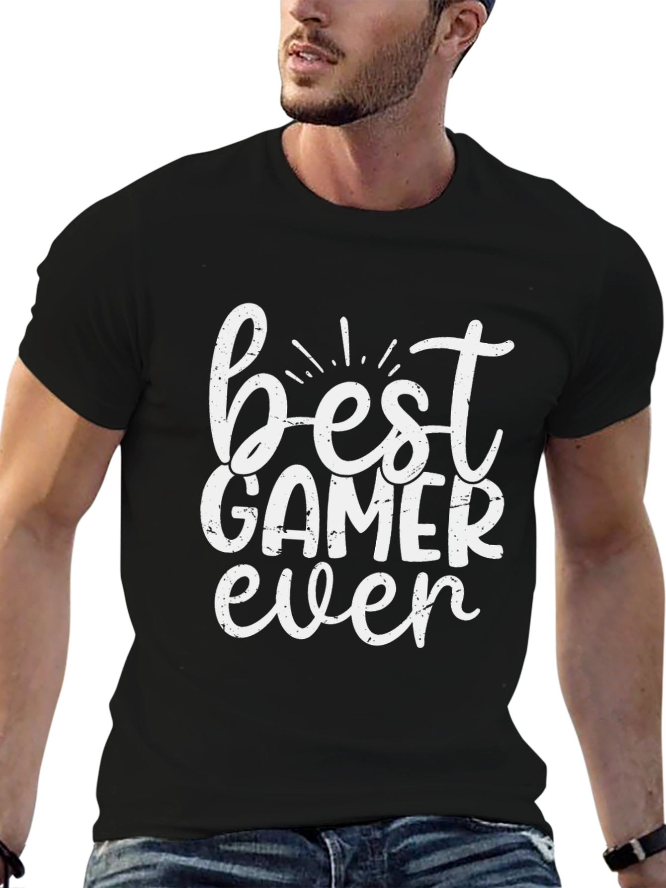 Best Gamer Ever Black Graphic Tee Shirt