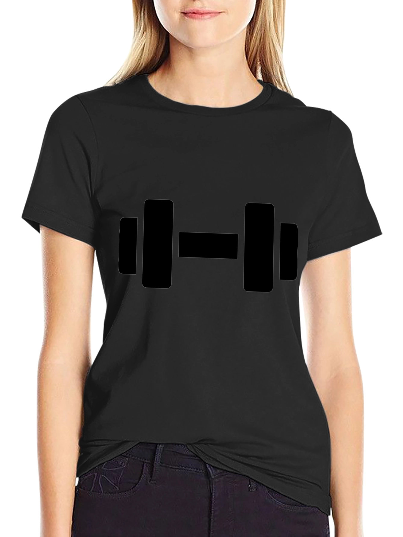 Black Dumbbell Graphic Tee - Workout Ready