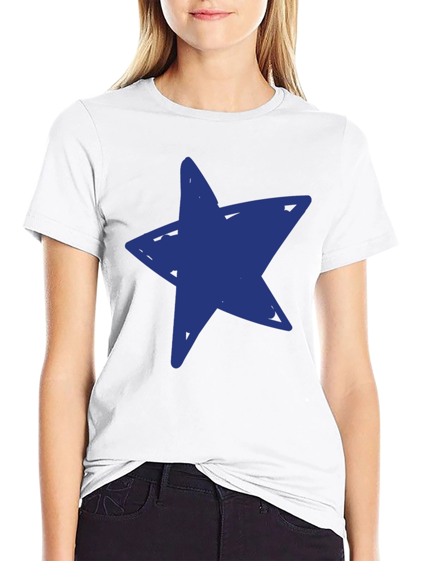 Blue Star Graphic Black T-Shirt