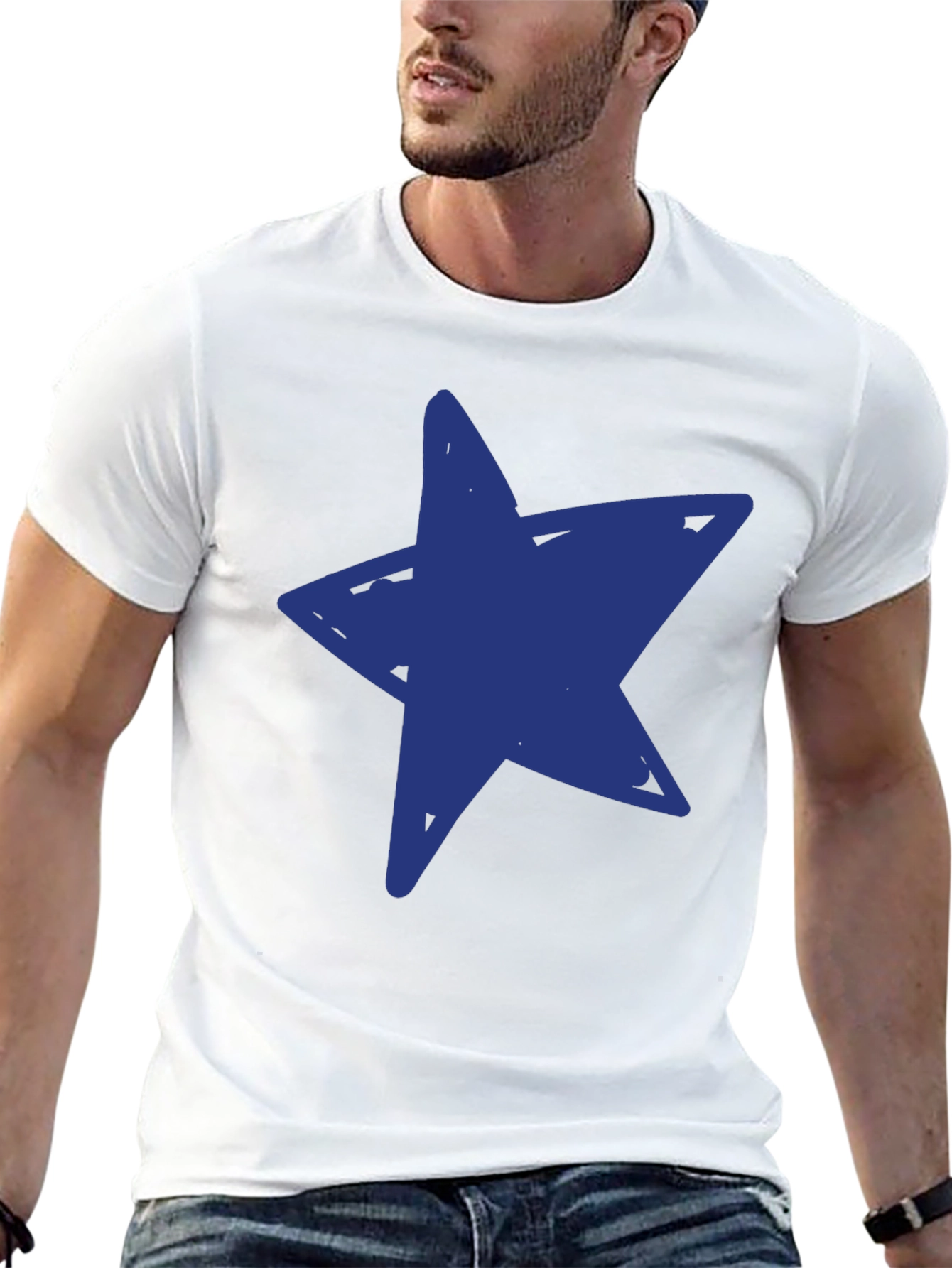 Blue Star Graphic Black T-Shirt