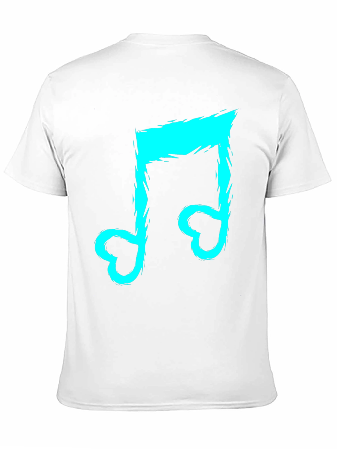 Black T-Shirt with Cyan Music Note Design