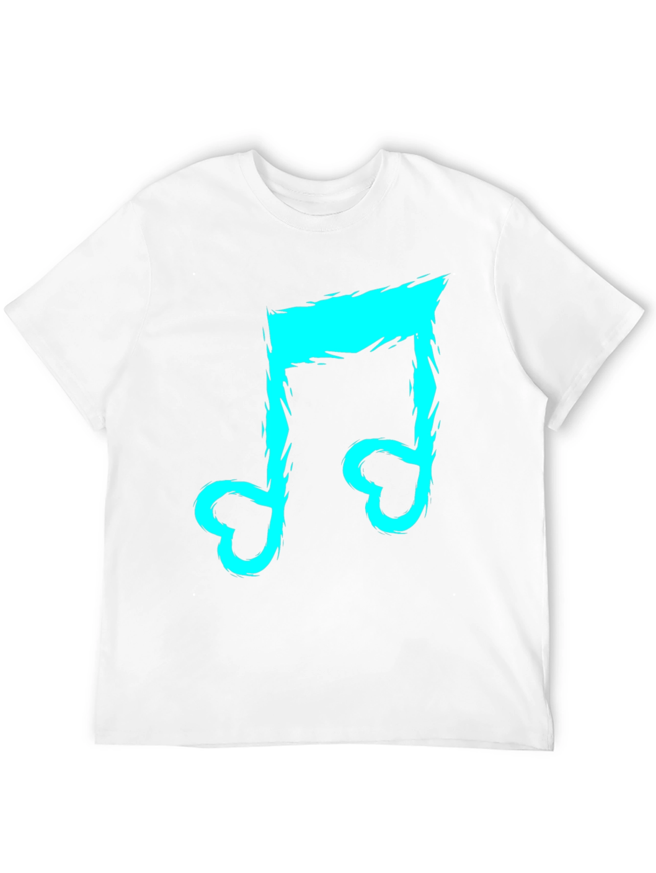 Black T-Shirt with Cyan Music Note Design