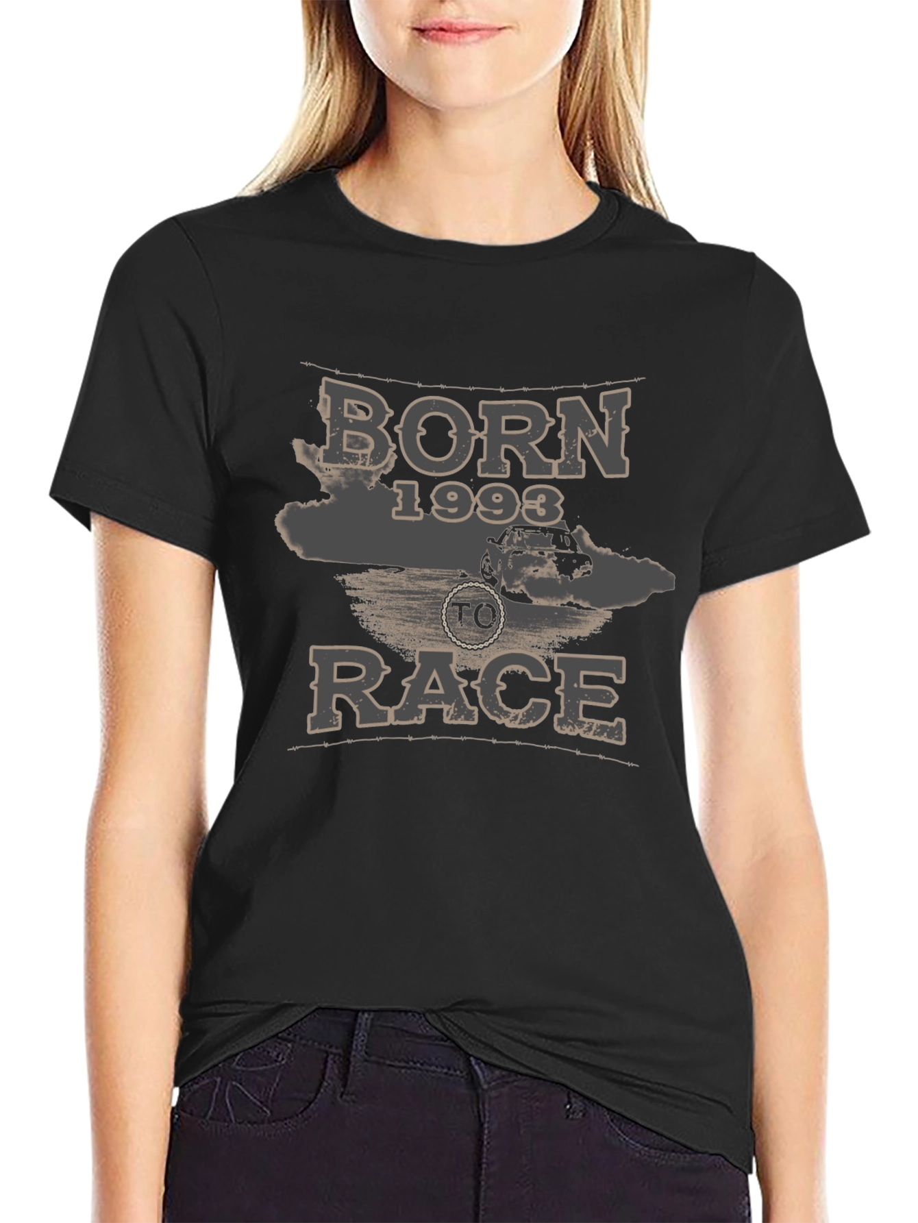 Born 1993 To Race Black Graphic Tee