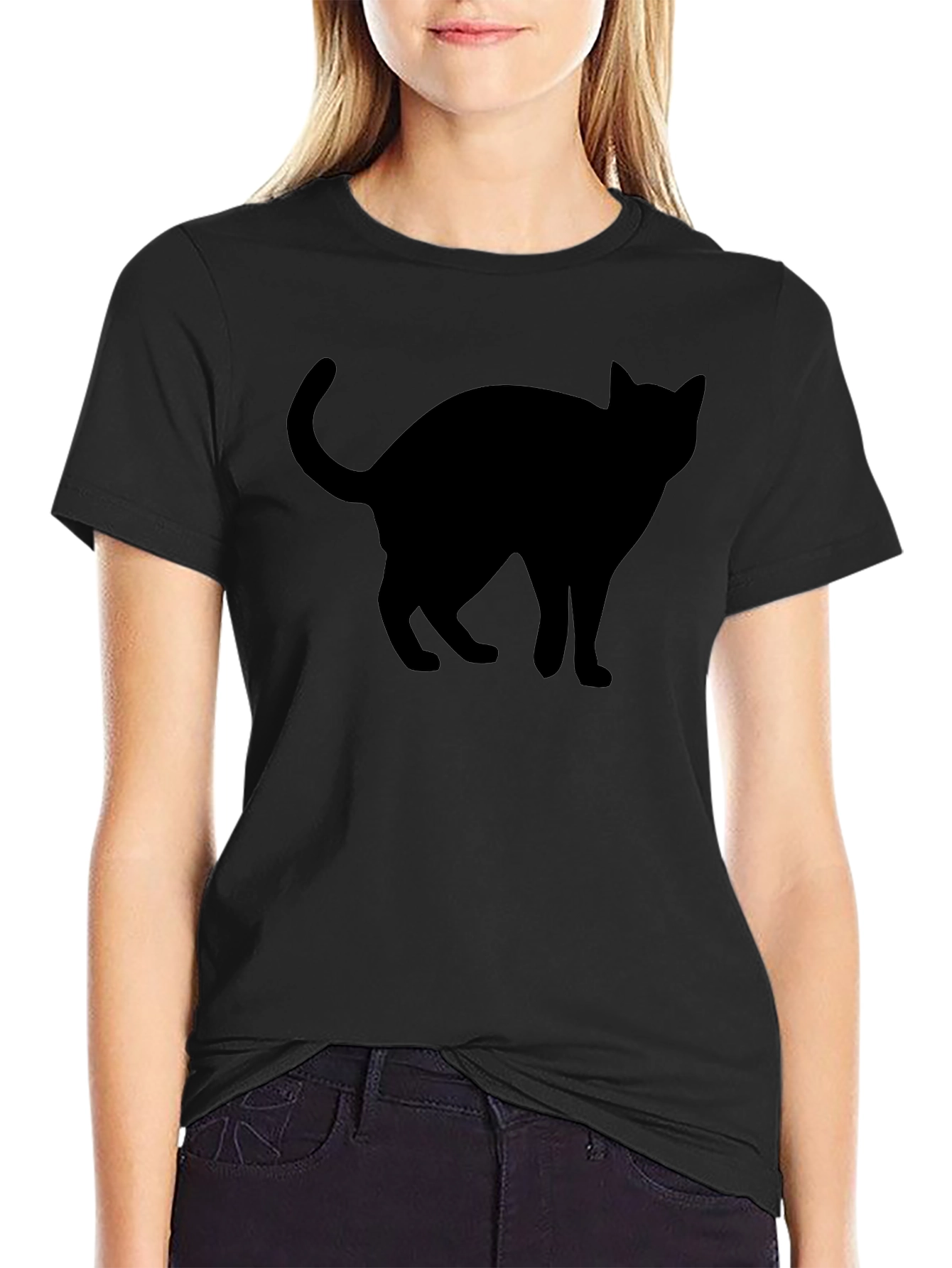 Black Cat Graphic Tee - Mens Casual Shirt