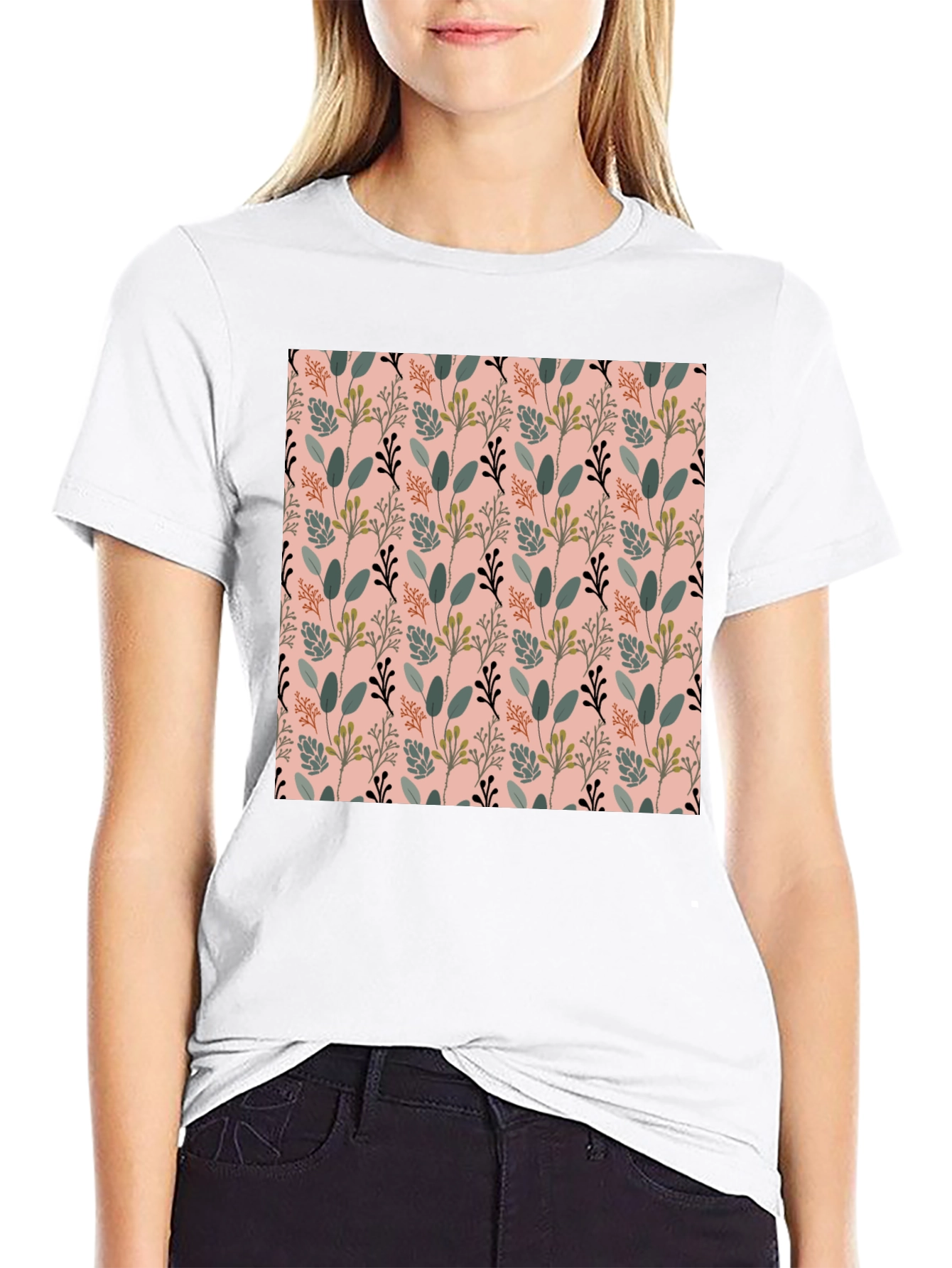 Botanical Print Black T-Shirt