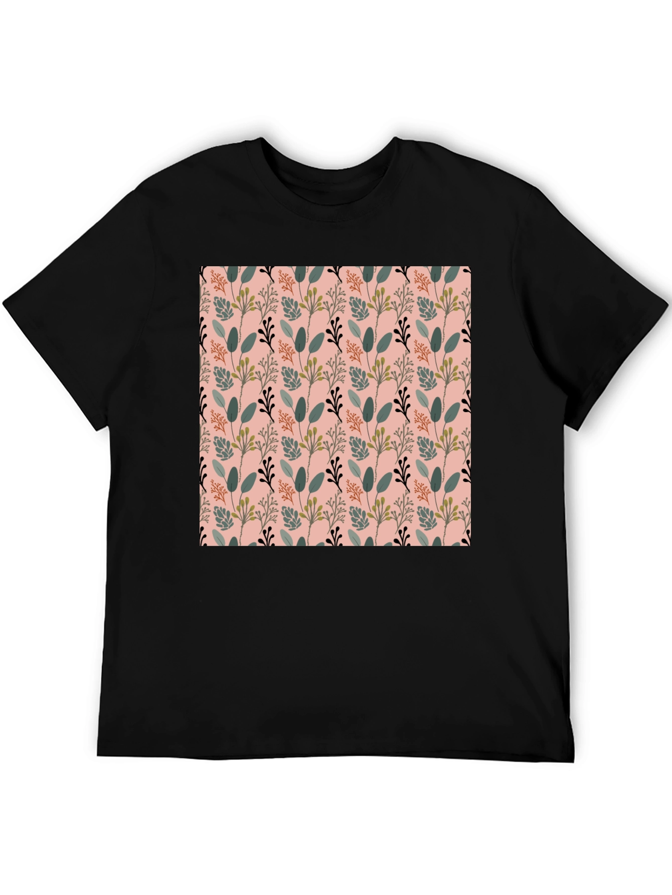Botanical Print Black T-Shirt