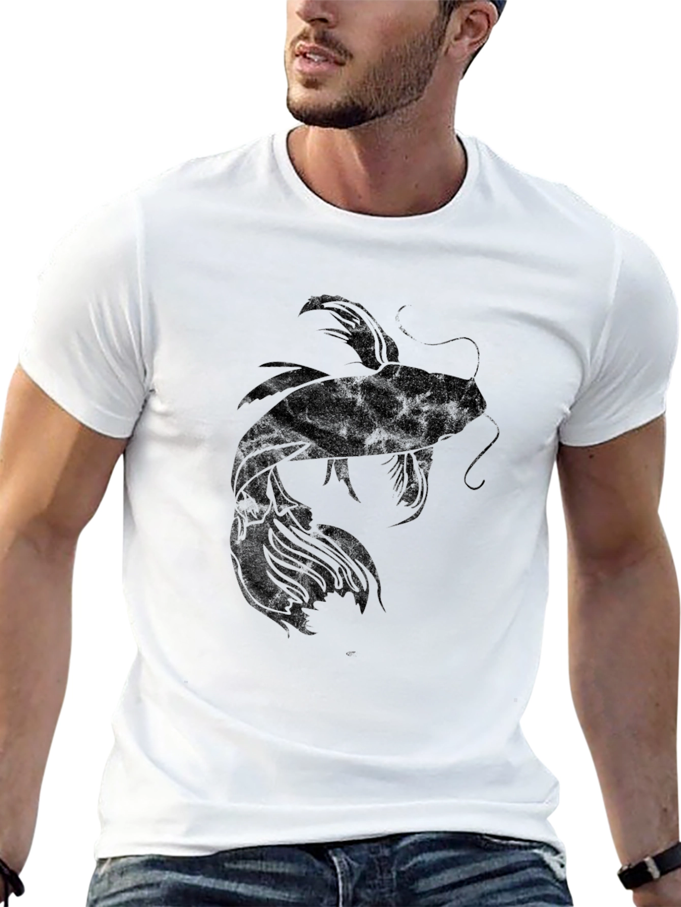 Black Koi Fish Graphic Tee - Mens Stylish T-Shirt