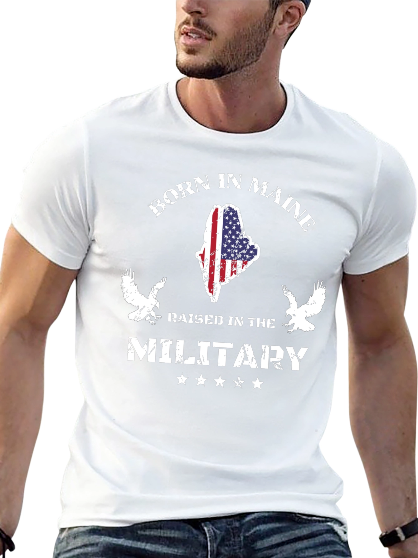 Born in Maine Raised in the Military T-Shirt