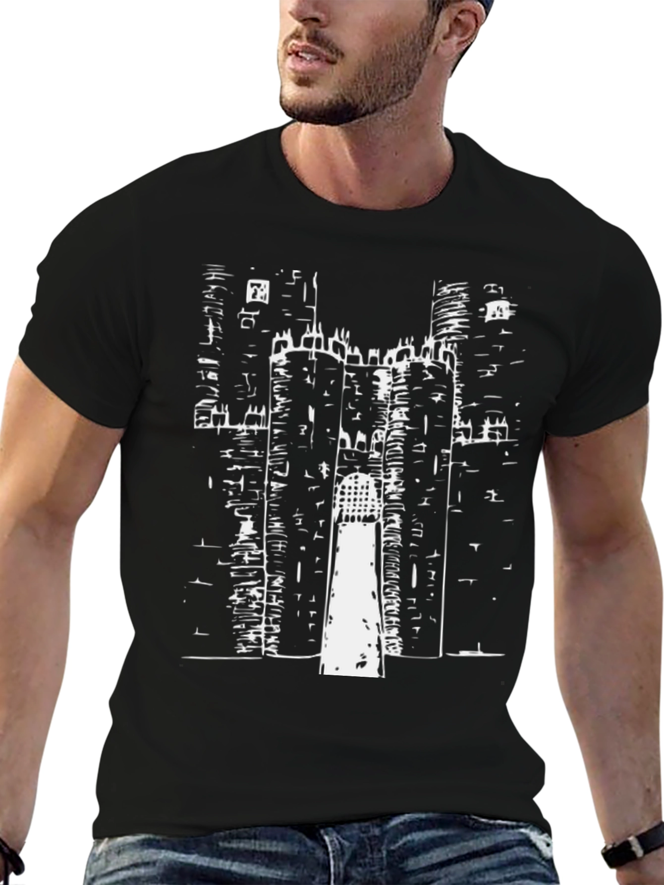 Black Castle Print Tee - Graphic T-Shirt