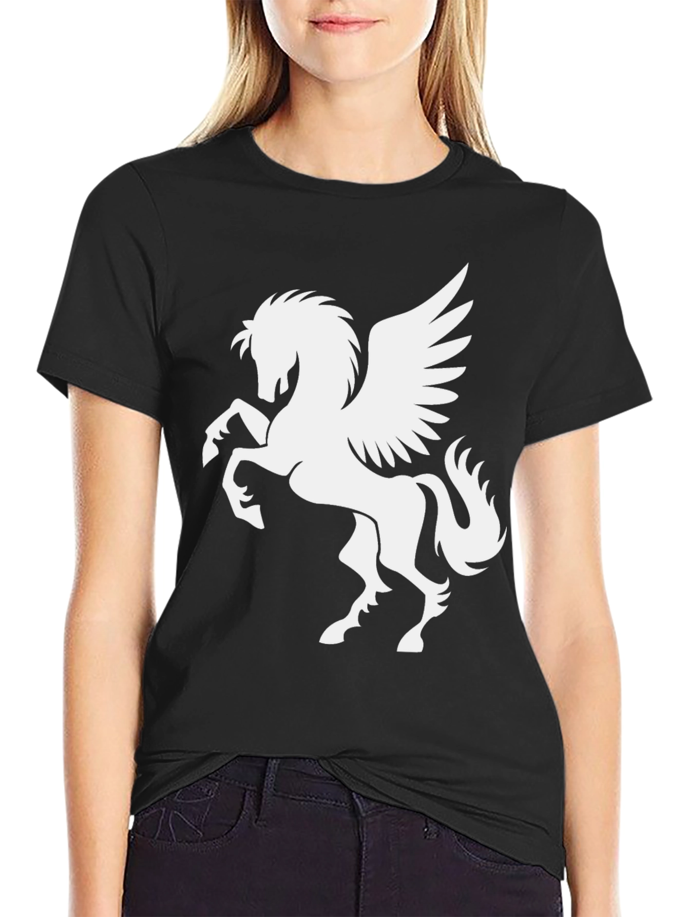Black Pegasus Graphic Tee - Mythical Style!