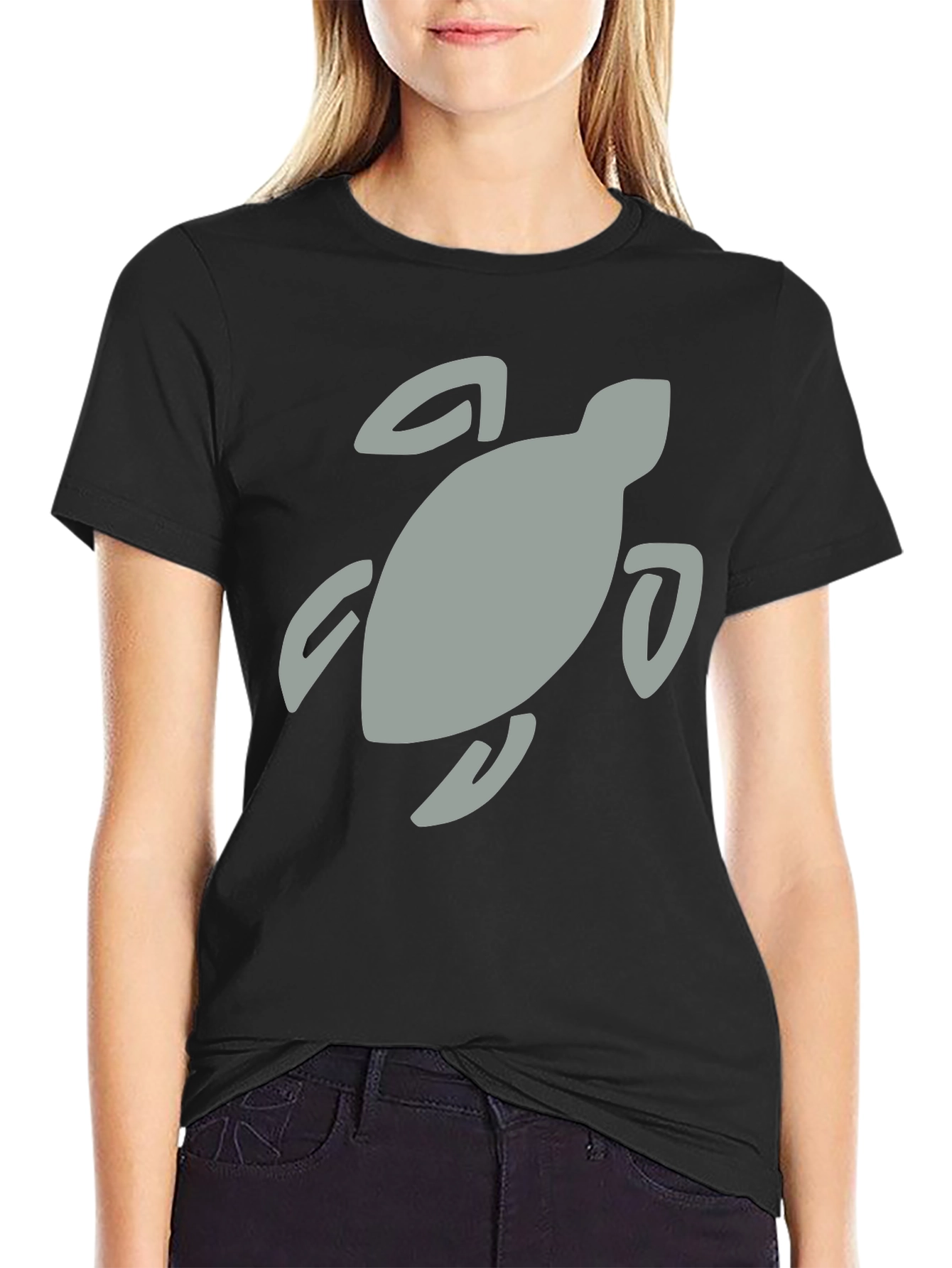 Black T-Shirt with Turtle Graphic