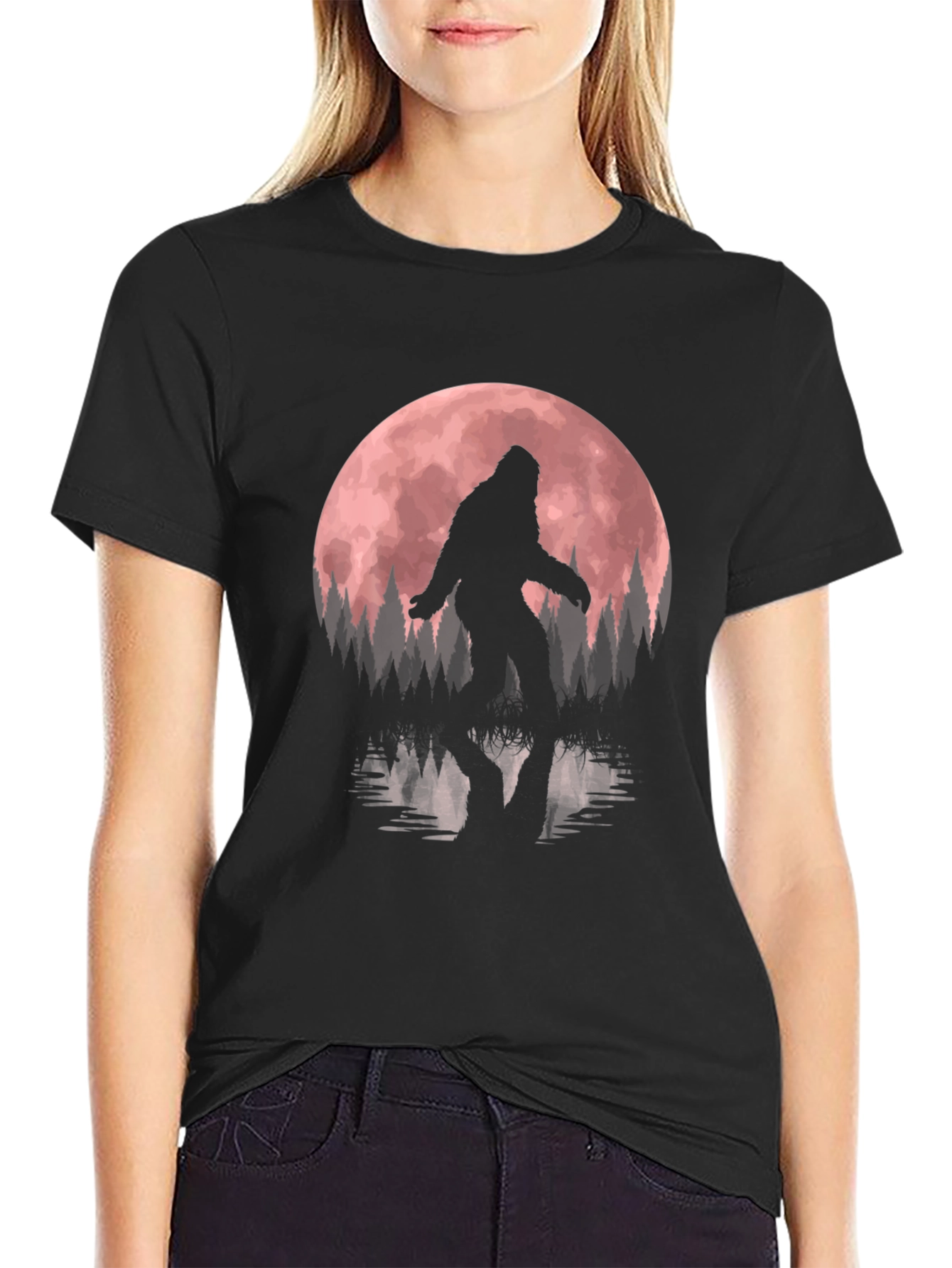 Bigfoot Moon Reflection Graphic Tee