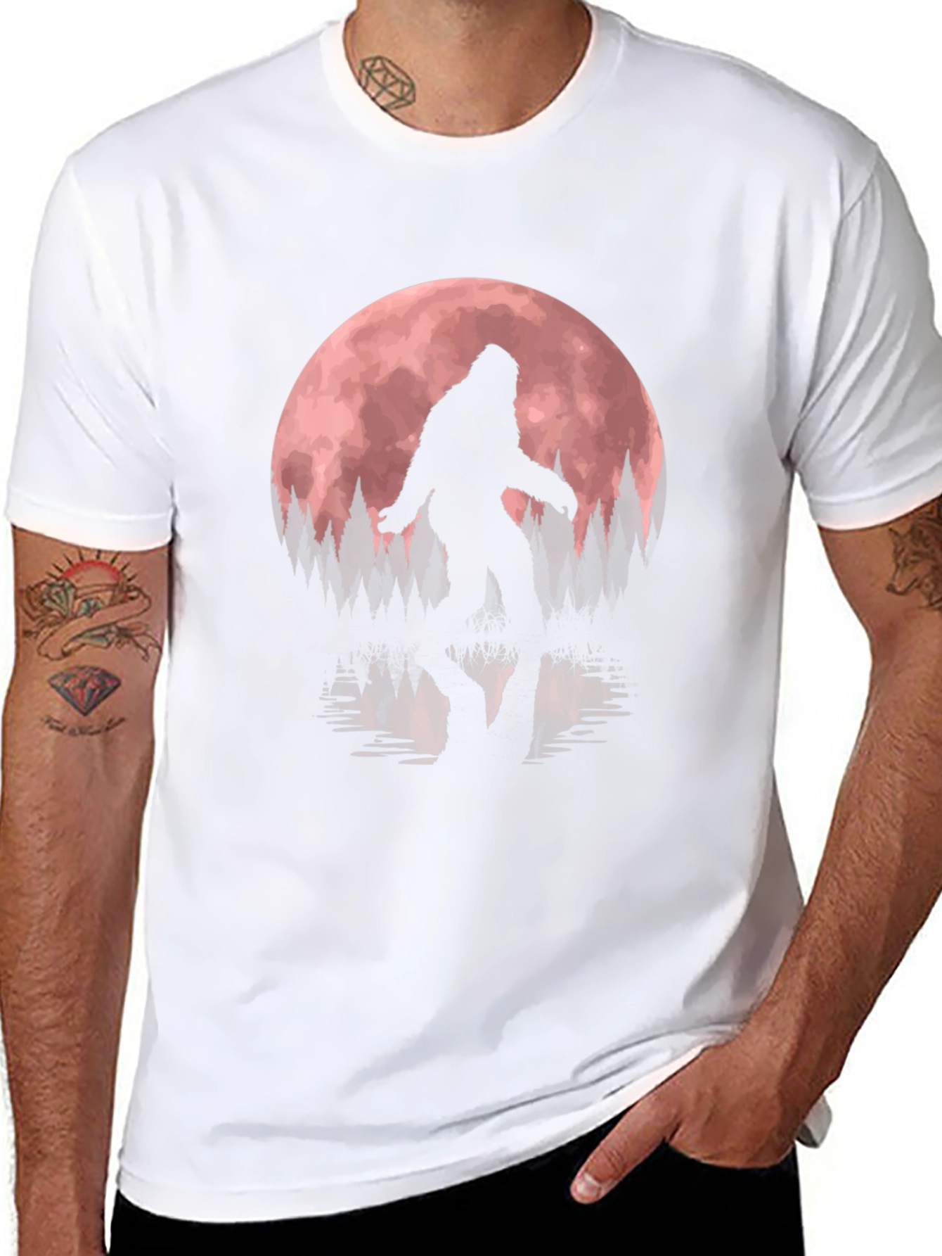 Bigfoot Moon Reflection Graphic Tee