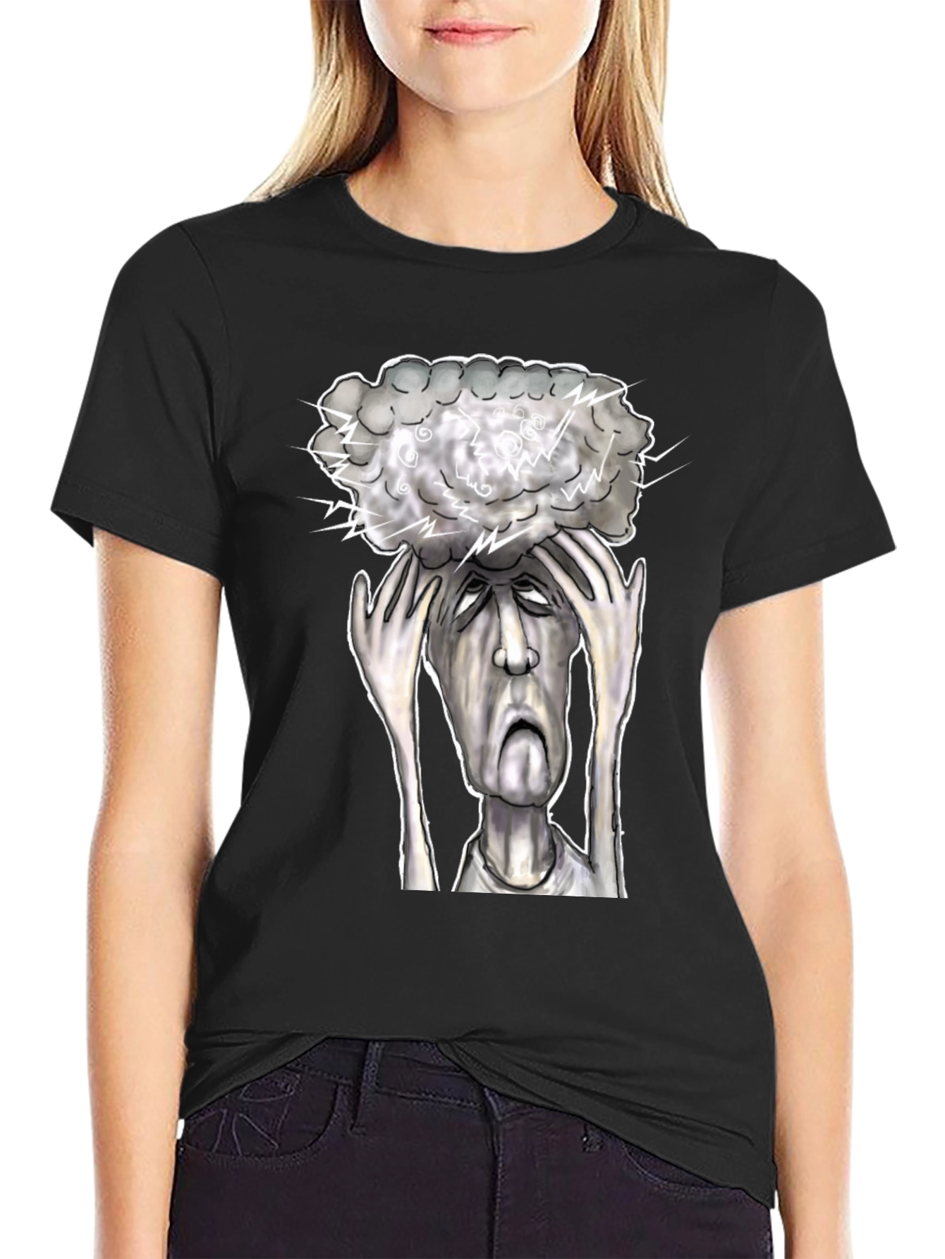 Brain Storm Graphic Tee - Black Cotton T-Shirt