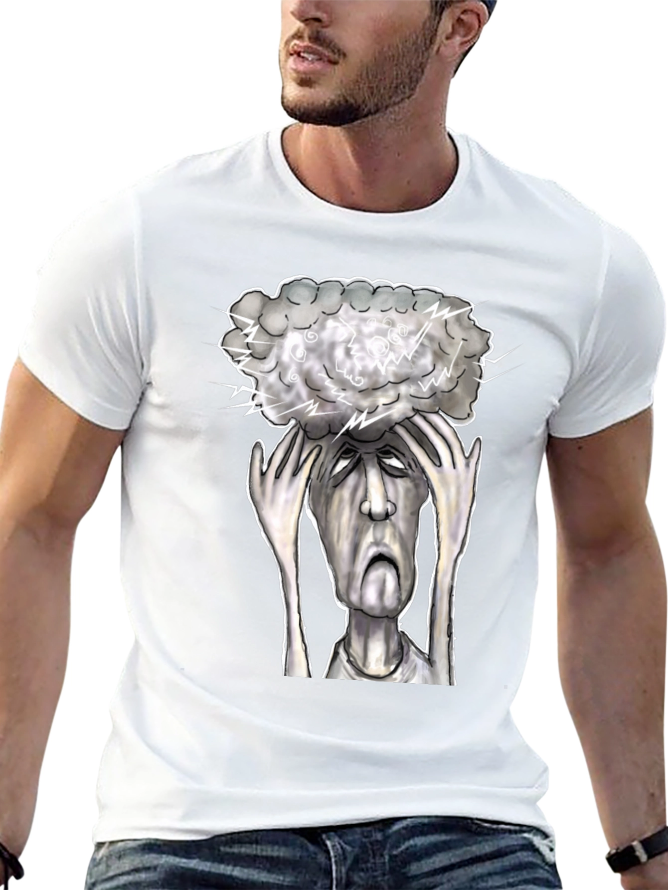 Brain Storm Graphic Tee - Black Cotton T-Shirt