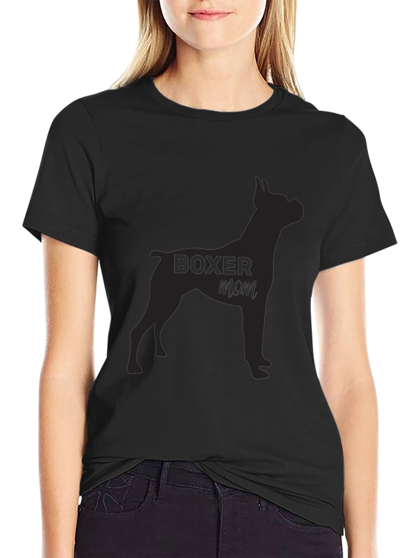 Boxer Mom Black T-Shirt