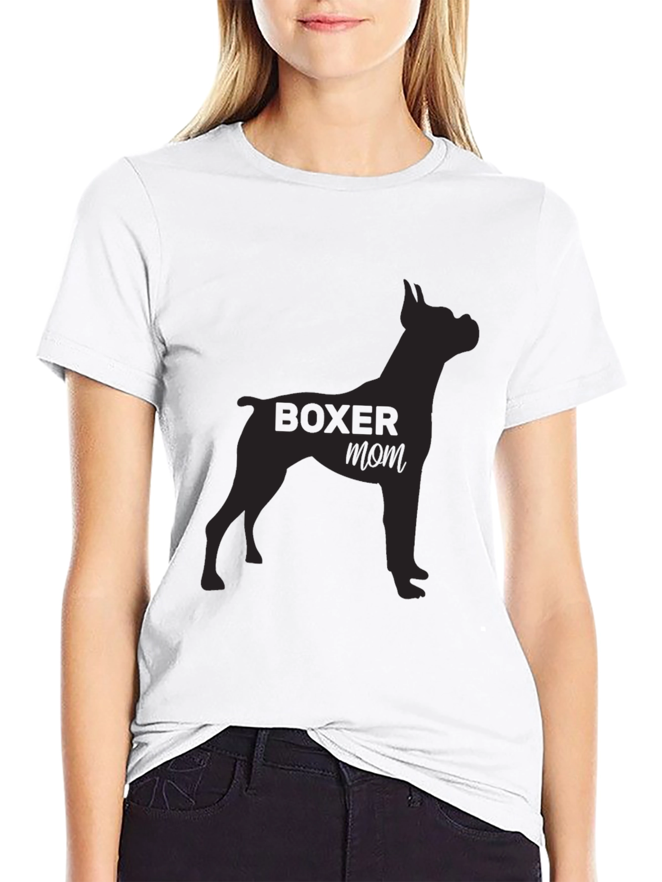 Boxer Mom Black T-Shirt