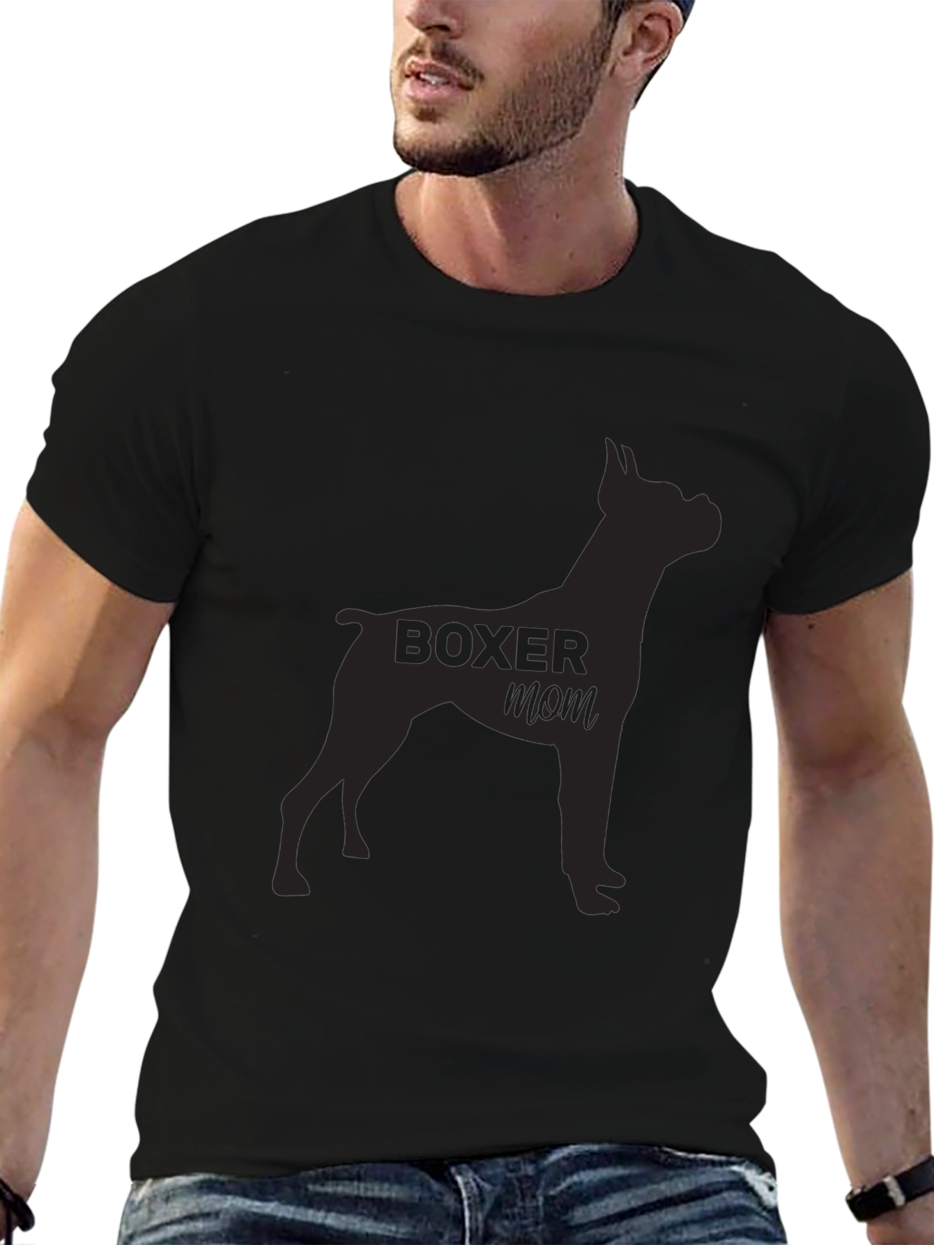 Boxer Mom Black T-Shirt