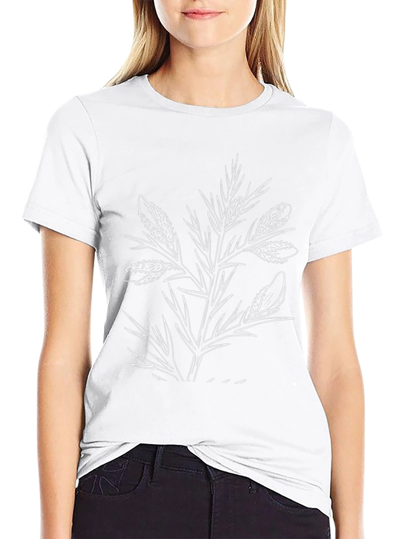 Black Graphic Tee with Botanical Print
