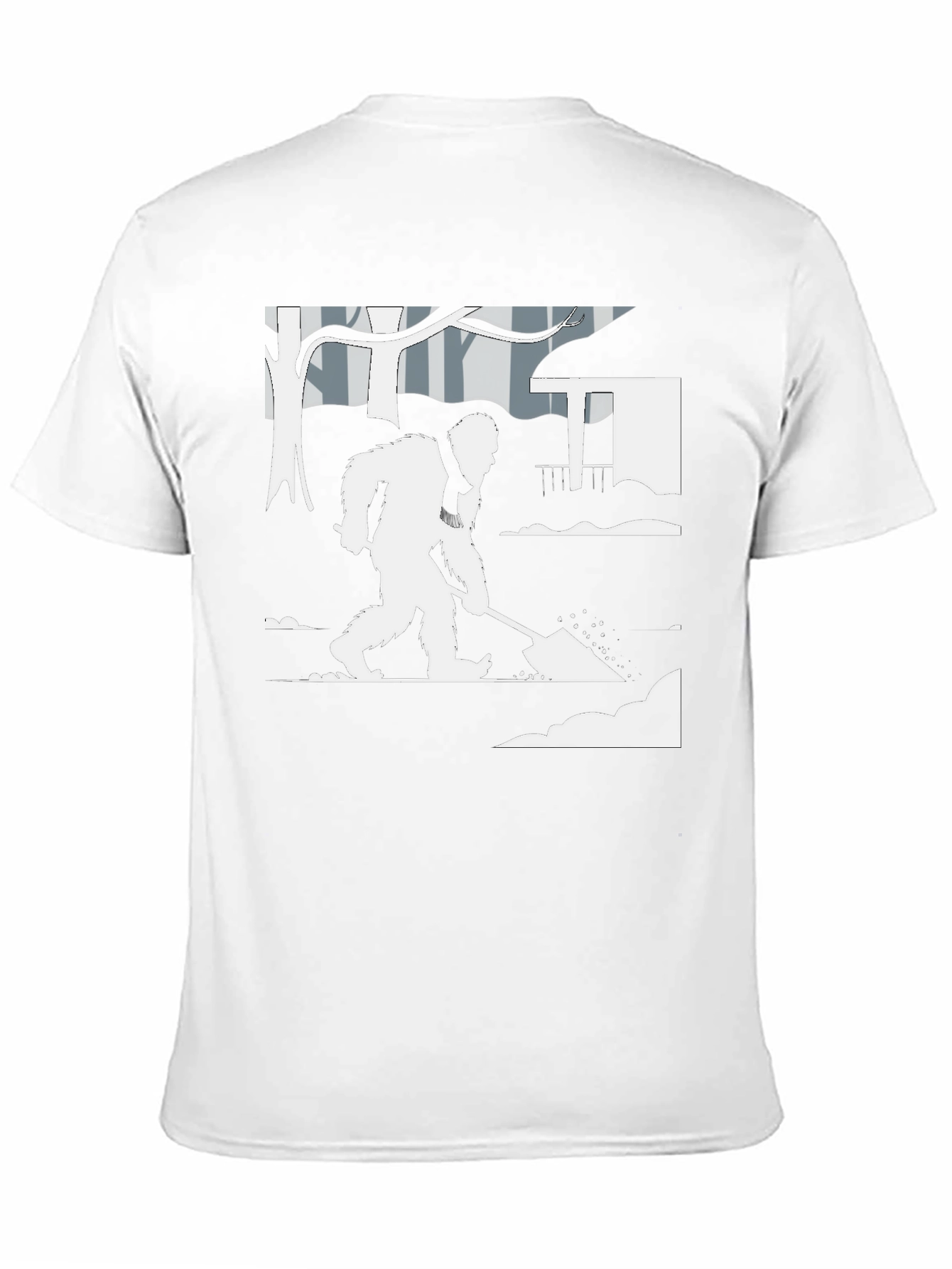 Bigfoot Shoveling Snow Graphic Tee - Black