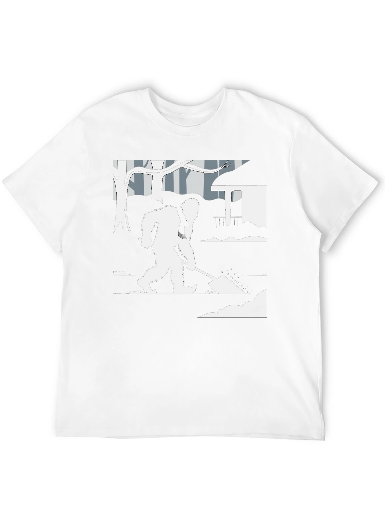 Bigfoot Shoveling Snow Graphic Tee - Black