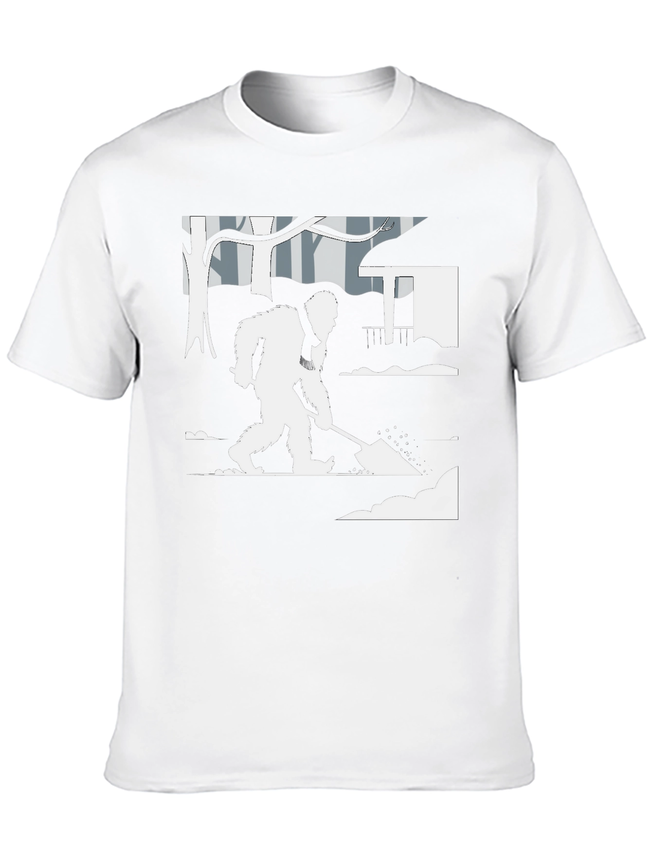 Bigfoot Shoveling Snow Graphic Tee - Black