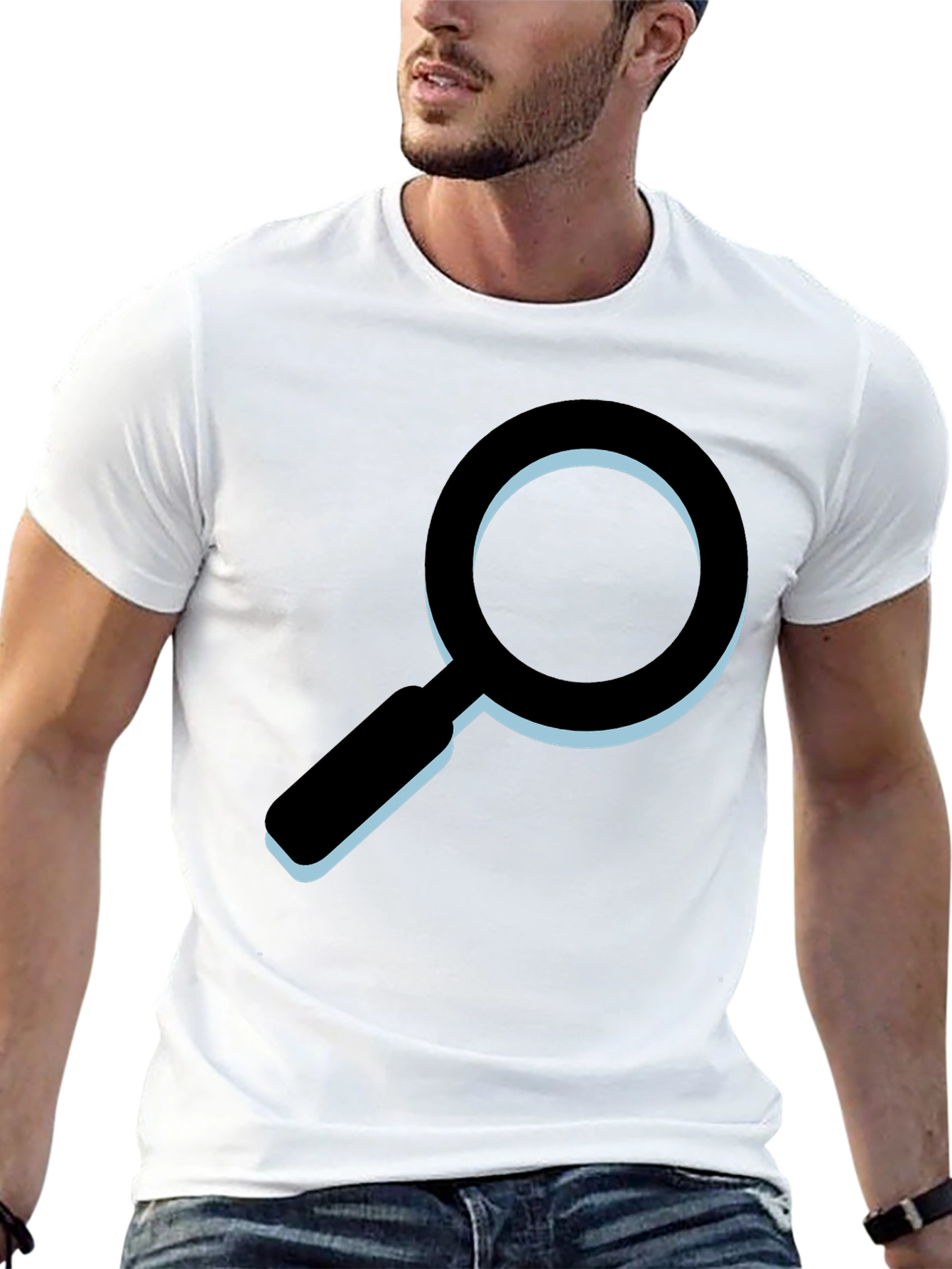 Black Magnifying Glass Graphic T-Shirt