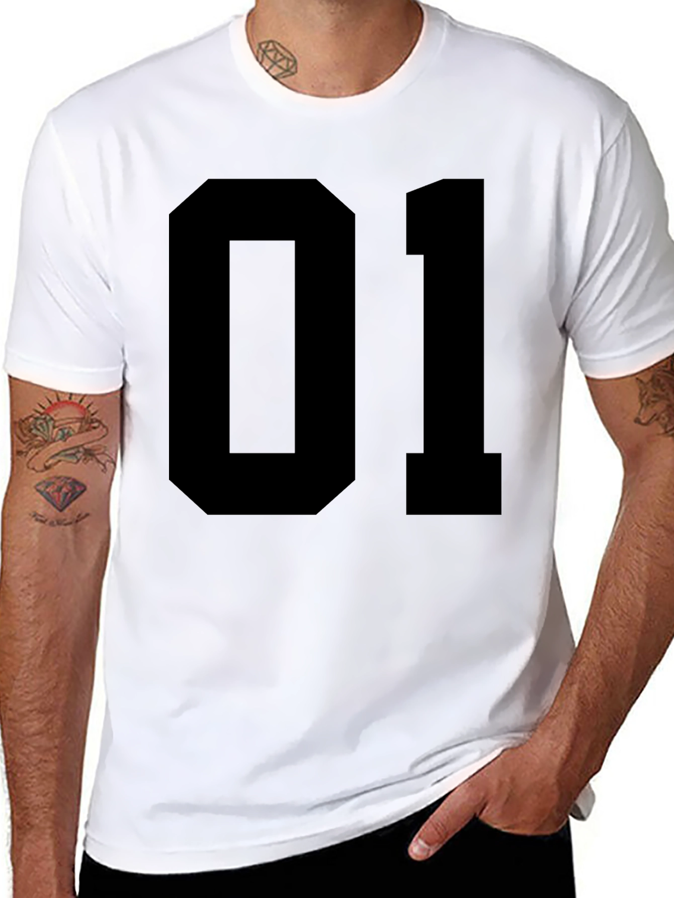 Black T-Shirt with Bold 01 Graphic
