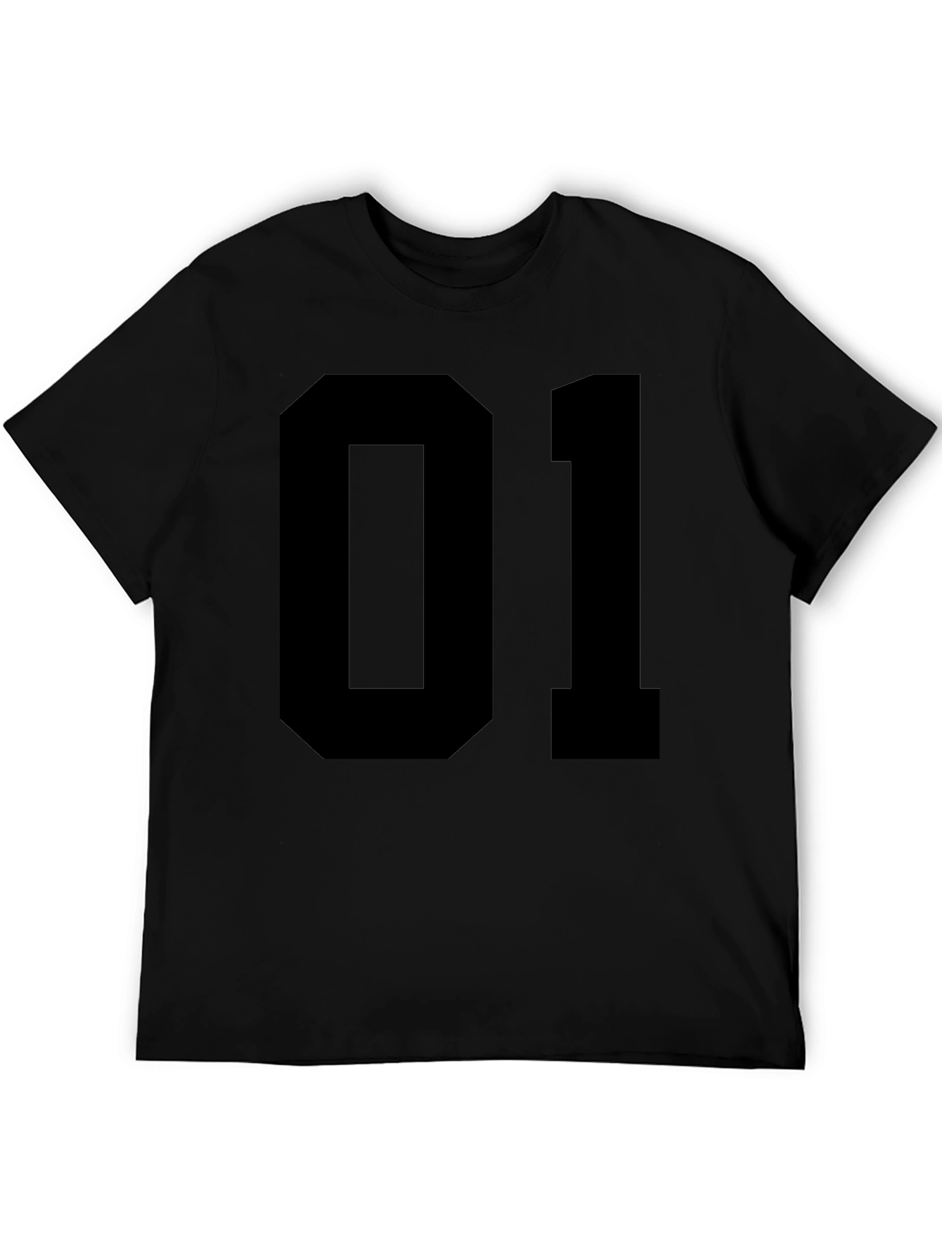 Black T-Shirt with Bold 01 Graphic