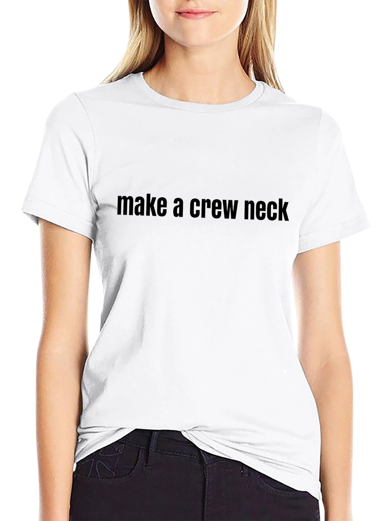 Black Crew Neck T-Shirt with Text