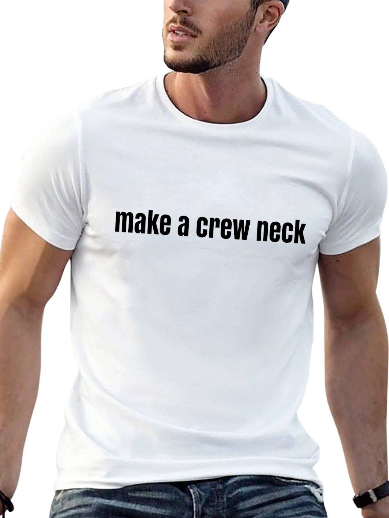 Black Crew Neck T-Shirt with Text