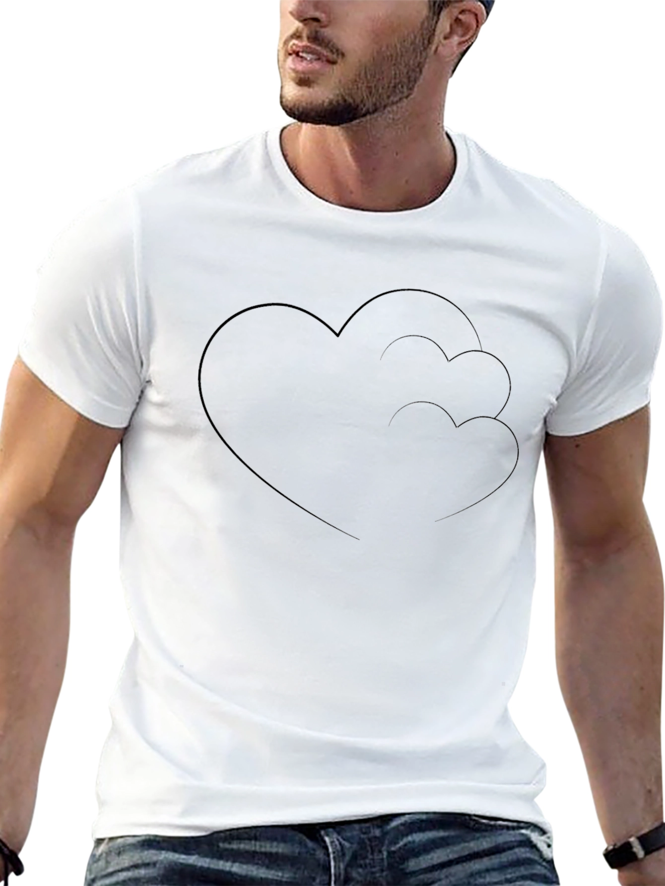 Black Heart Outline Tee - Stylish Minimalist Design