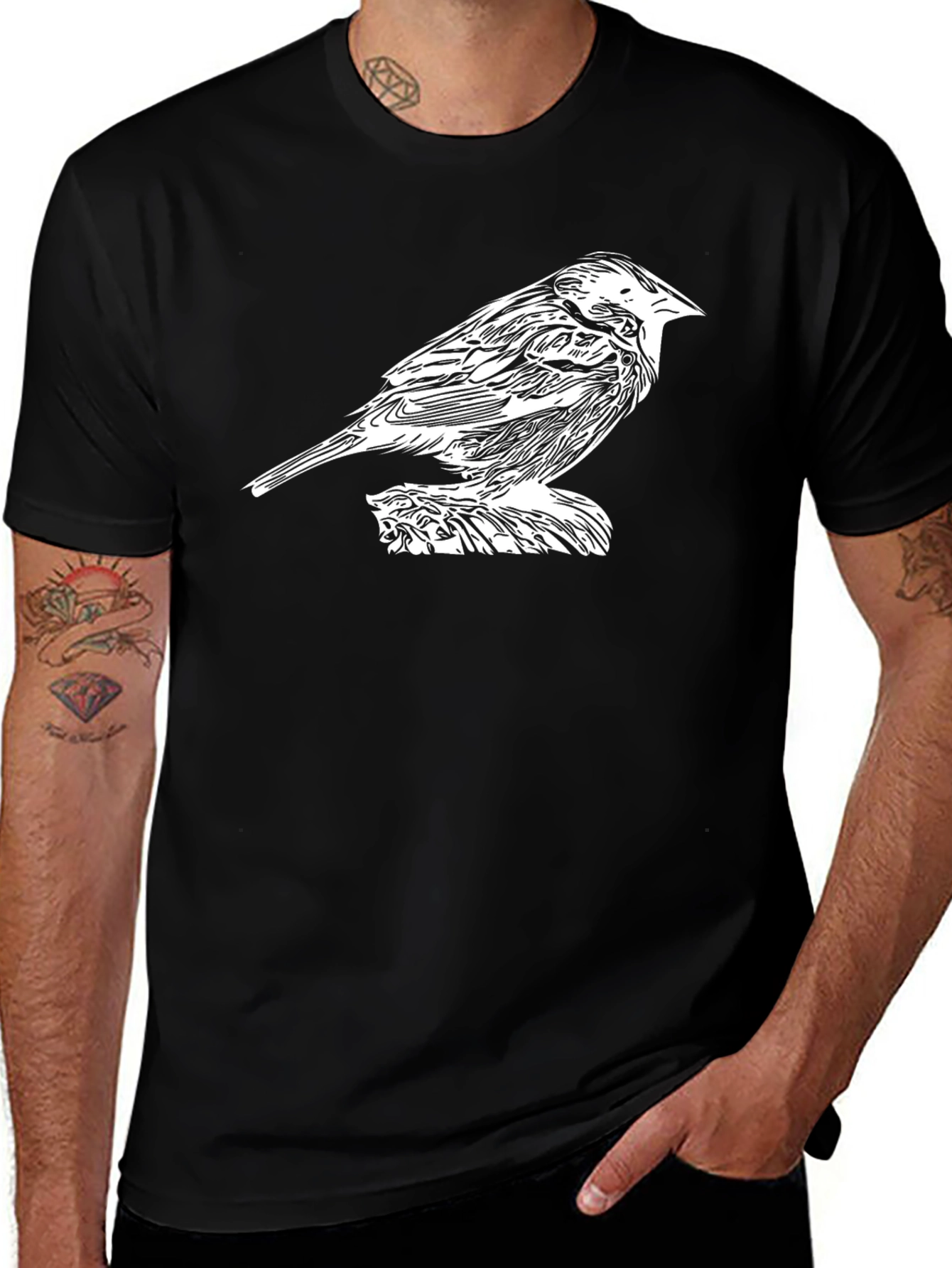 Bird Graphic Black T-Shirt
