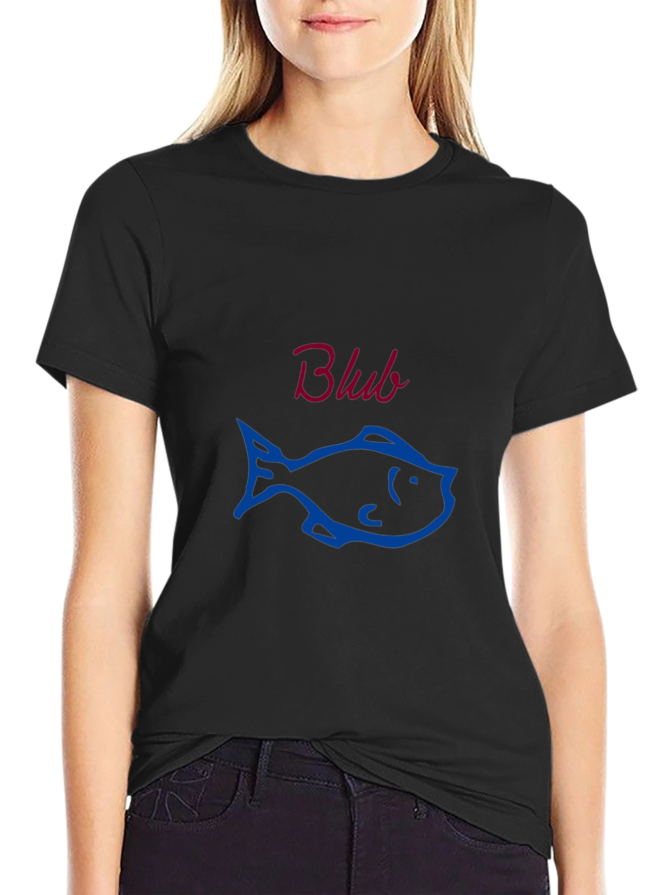 Blub Fish Graphic Tee - Black Casual Comfort